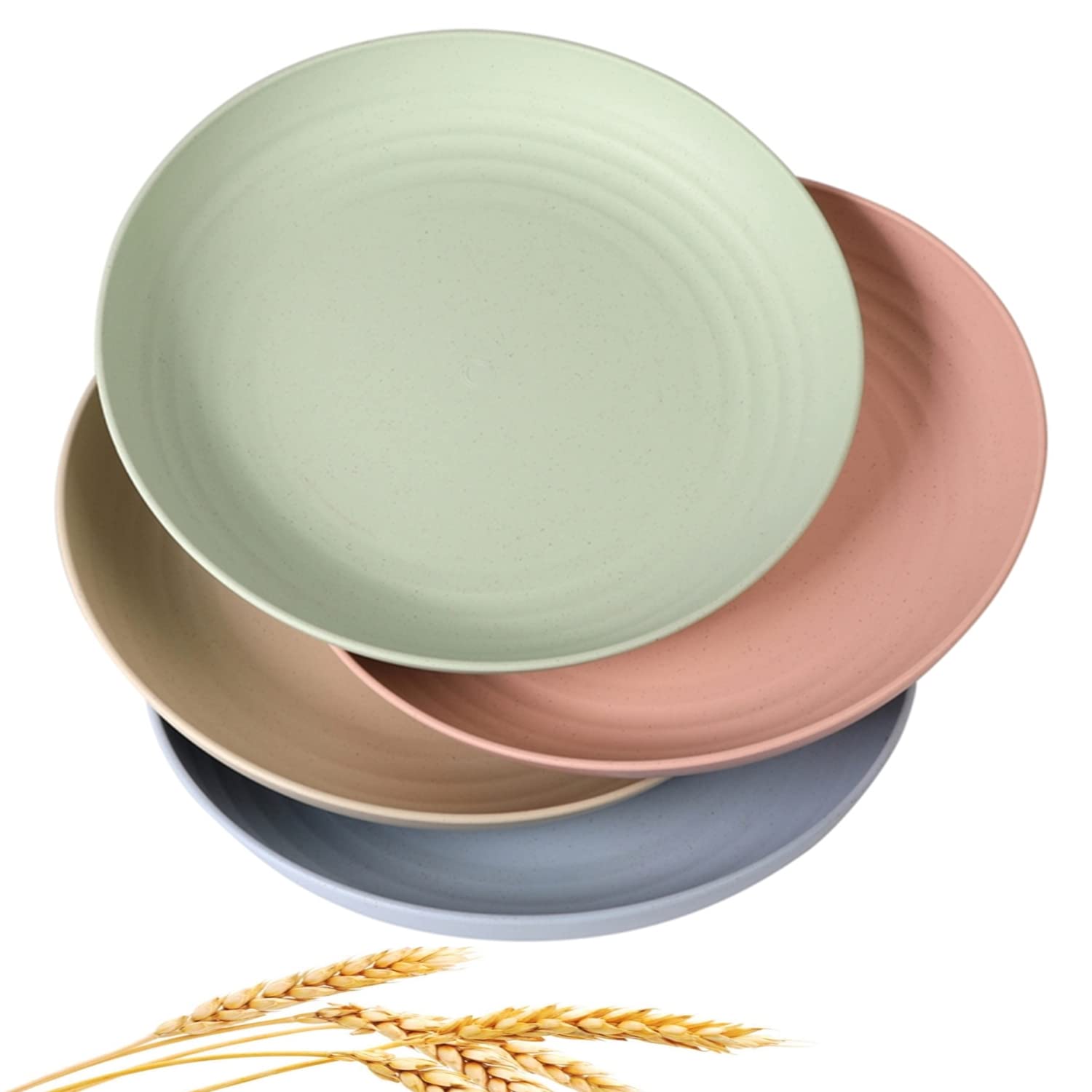 CAMBUY Wheat Straw Plates Lightweight Unbreakable Dinner Dishes Plates Set Dishwasher & Microwave Safe (Extra Large 4 Pack 10)