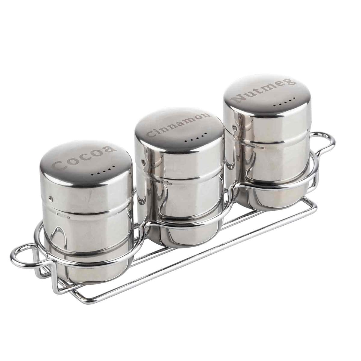 Tablecraft 11054 Mirror Finish Coffee Shaker 3-Piece Set With Rack, 10.13-Inch Length, 6 Oz