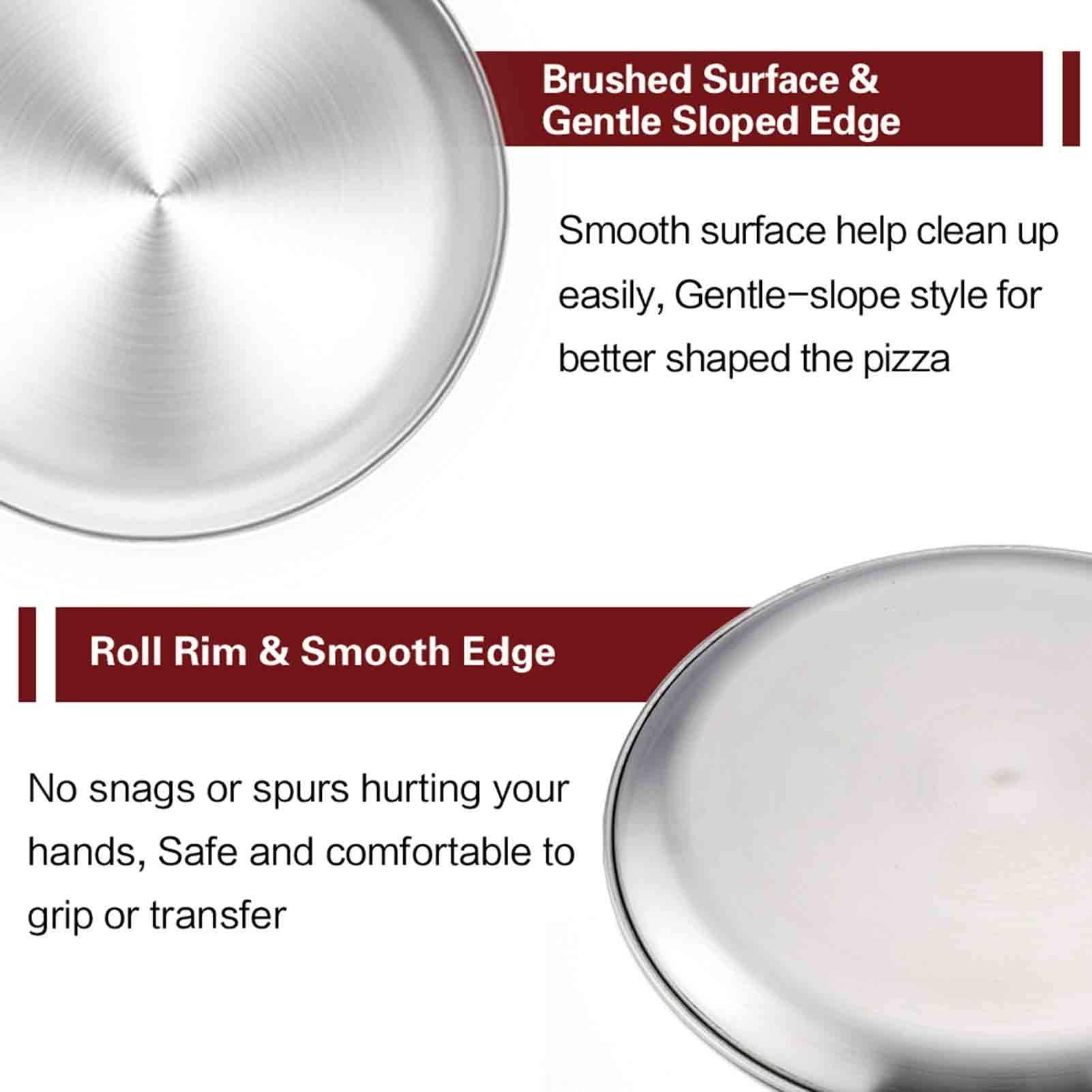 Teamfar Pizza Pan, 12 Inch Pizza Pan Stainless Steel Pizza Pan Tray Round Pizza Oven Baking Pan, Healthy & Heavy Duty, Dishwashe