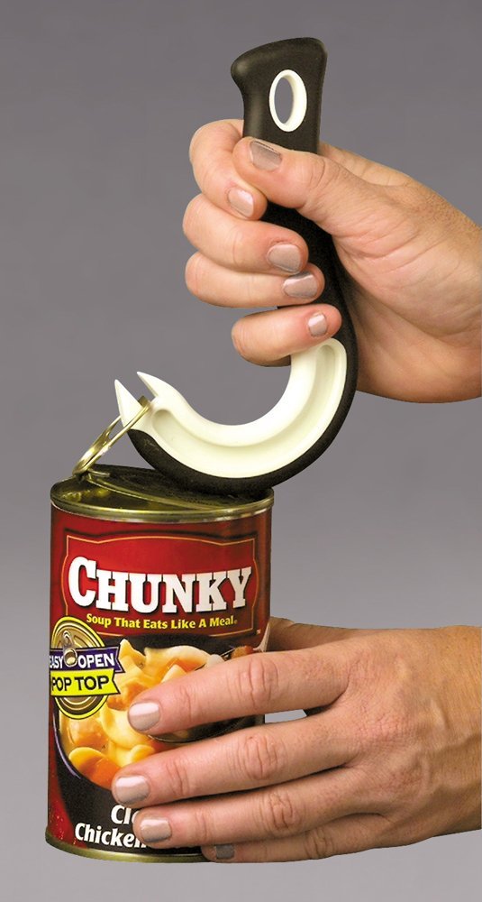 Jokari Easy Open Ring Pull Can Opener 1 Pack. Durable Non Slip Rubber Grip Makes Opening Aluminum Container Tabs Simple. Perfect