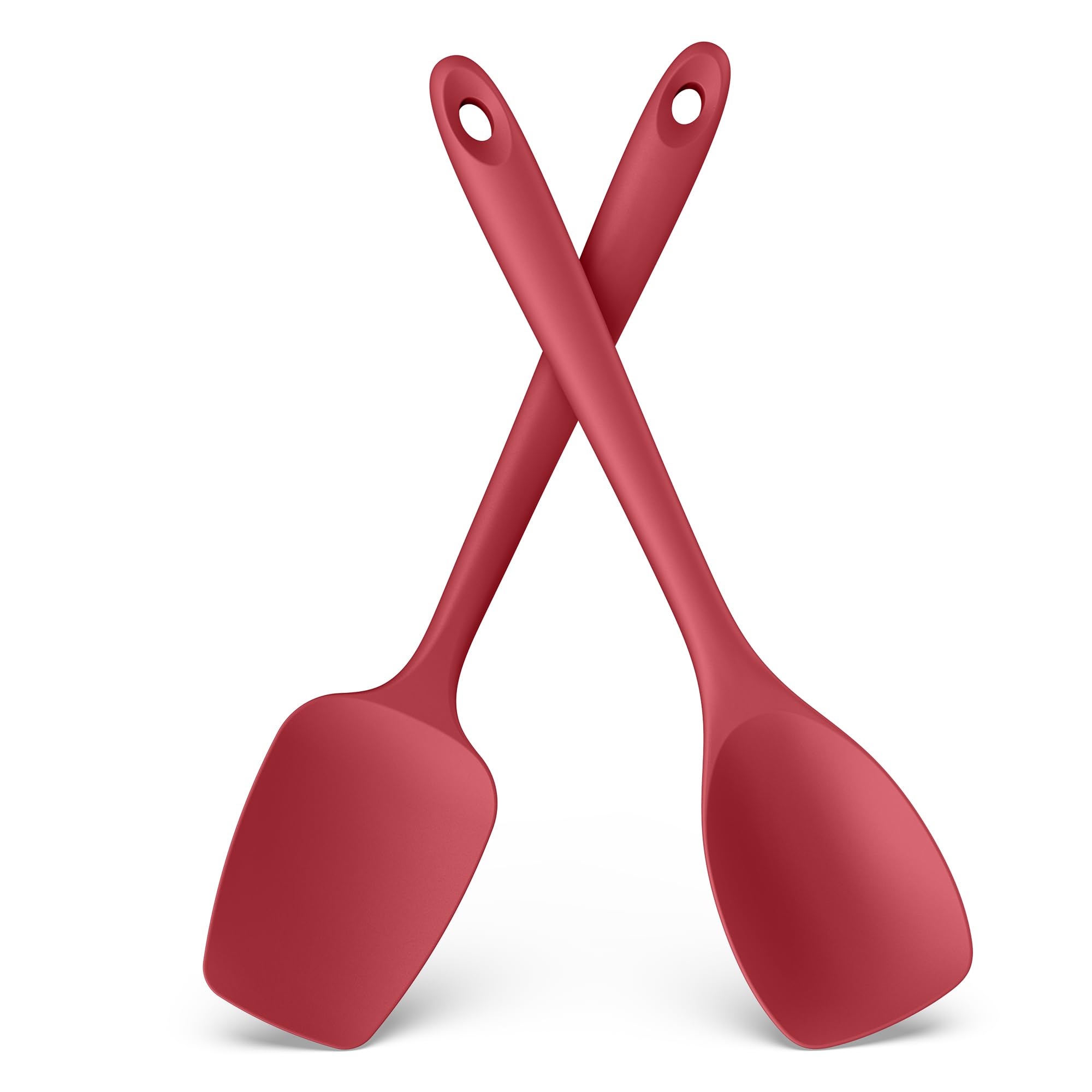 UTaste Silicone Cooking Spoons 600F Heat Resistant Spatula, 2Pcs, Red