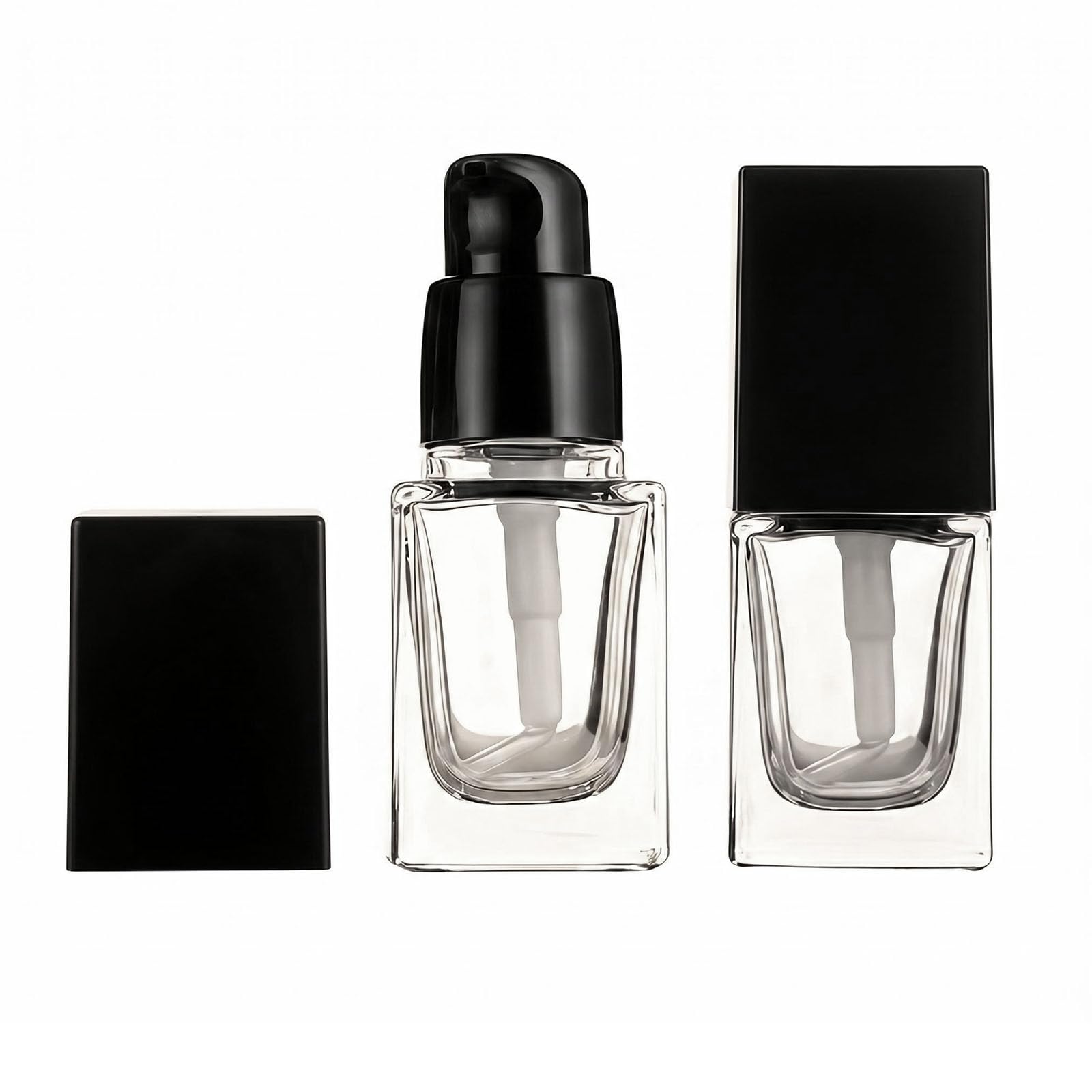 erioctry 2Pcs 15ml Square Glass Foundation Pump Bottles, Travel