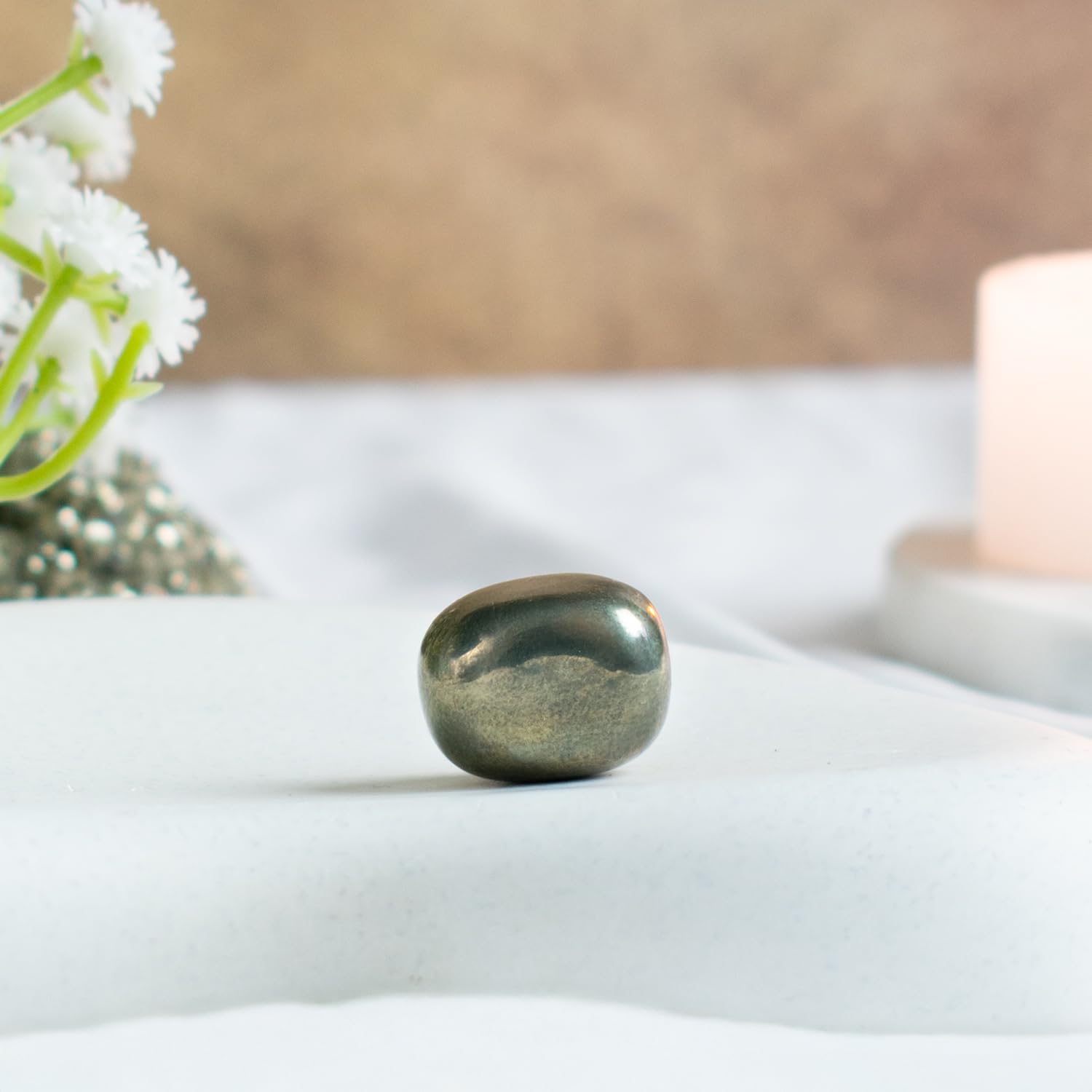 Astrotalk Pyrite Tumble | Attracts Luck, Wealth & Career Success | Boosts Leadership, Focus & Determination | Office Table & Living Room Decor | Gift for Man & Woman