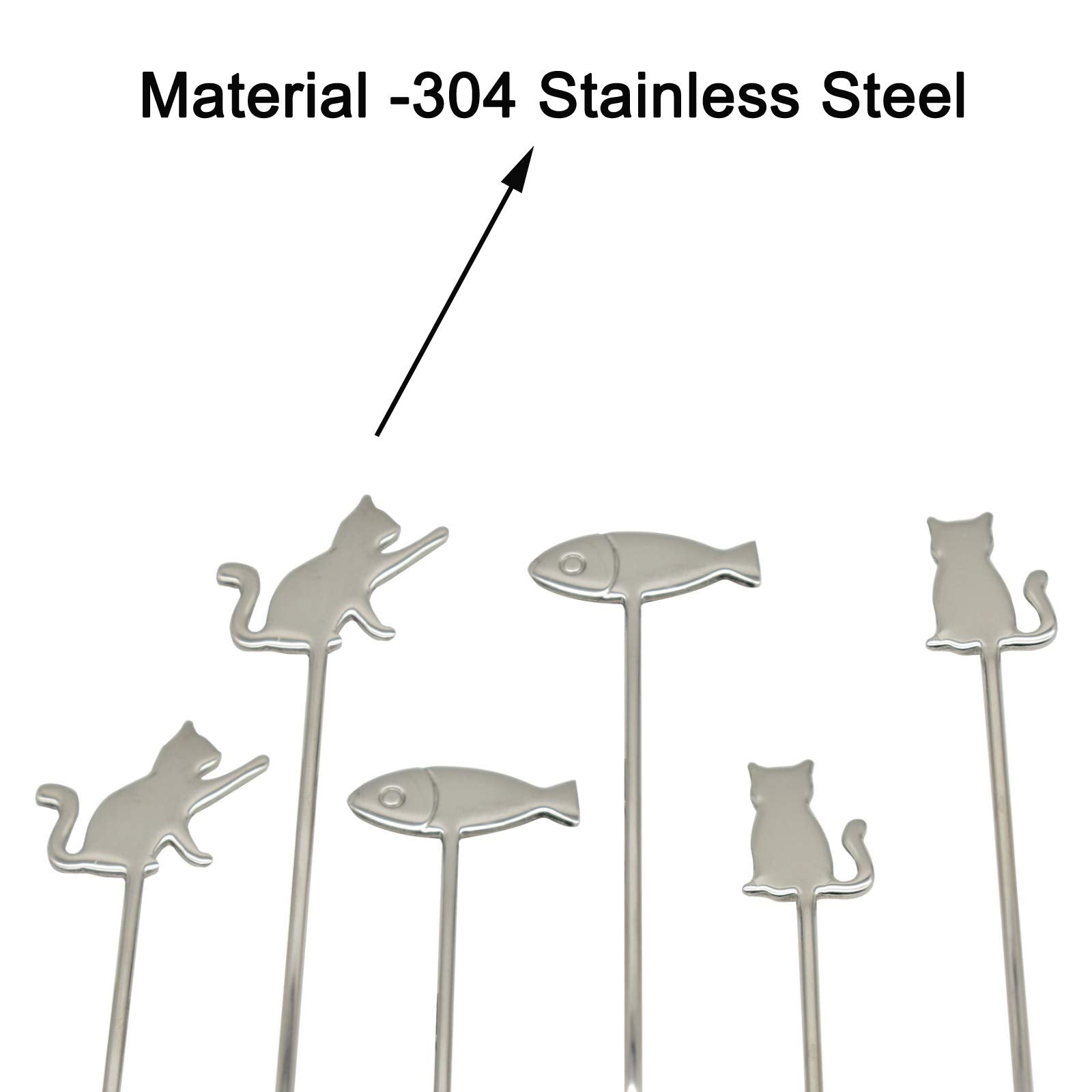 Maydahui 6Pcs Cat Fish Spoon And Fork Cute Coffee Animal Spork 5.8 Inch 18/10(304)Stainless Steel Teaspoon Dessert Drink Sugar S