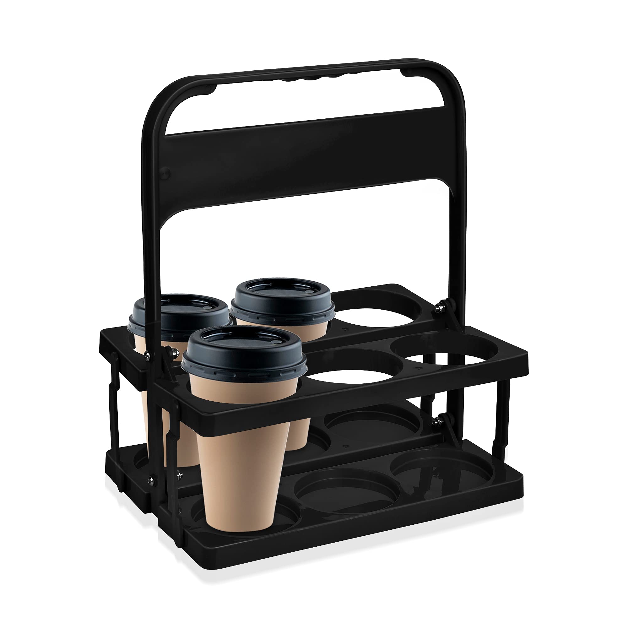 Elesunory Plastic Portable Cup Holder, Foldable Cup Holder With Handle, 6-Holes Drink Carrier Foldable, Great For Eats Doordash