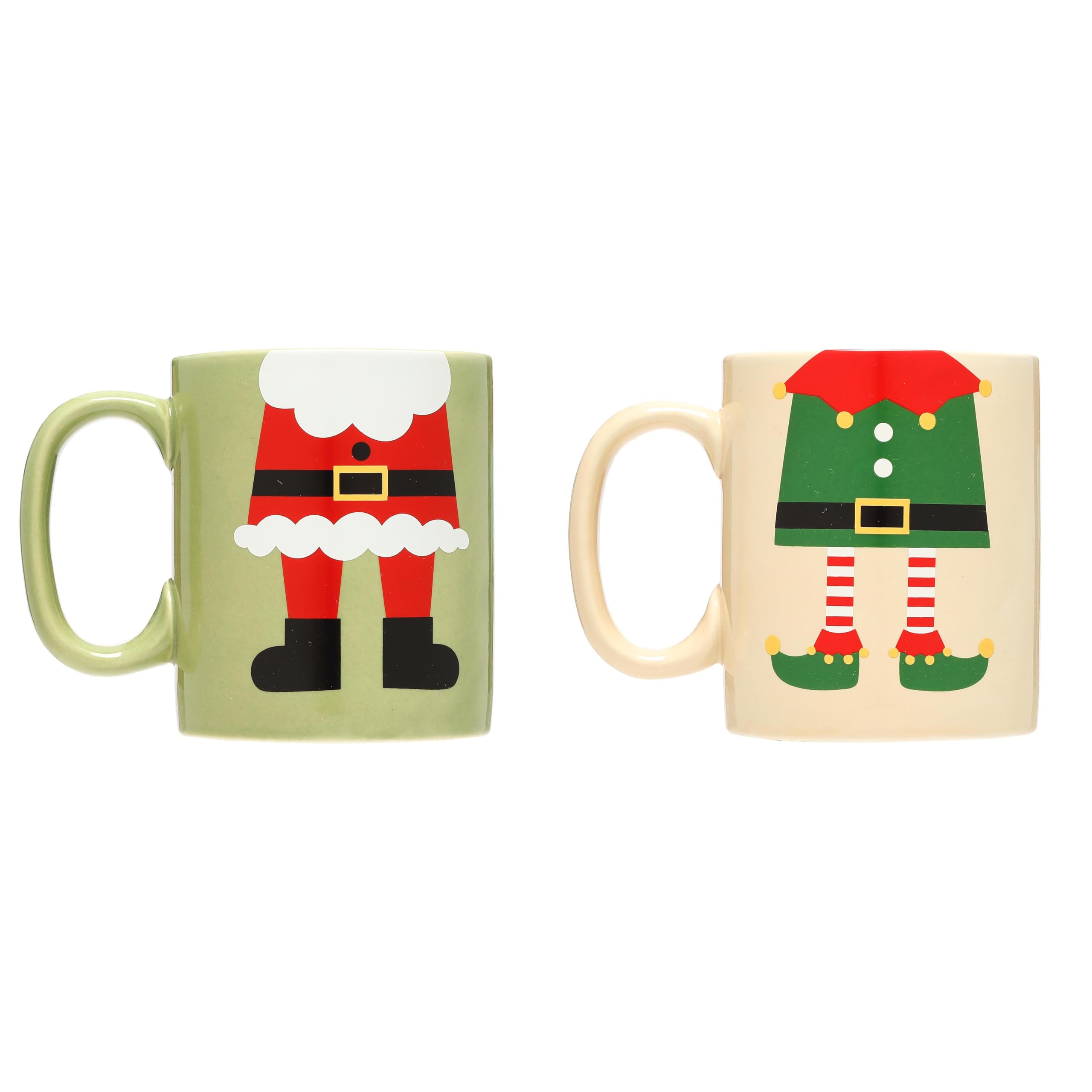 Pearhead Matching Christmas Mugs, Holiday Santa And Elf Mug Set, Christmas Home D  cor, Holiday Gifts, Seasonal Coffee Cup Set o