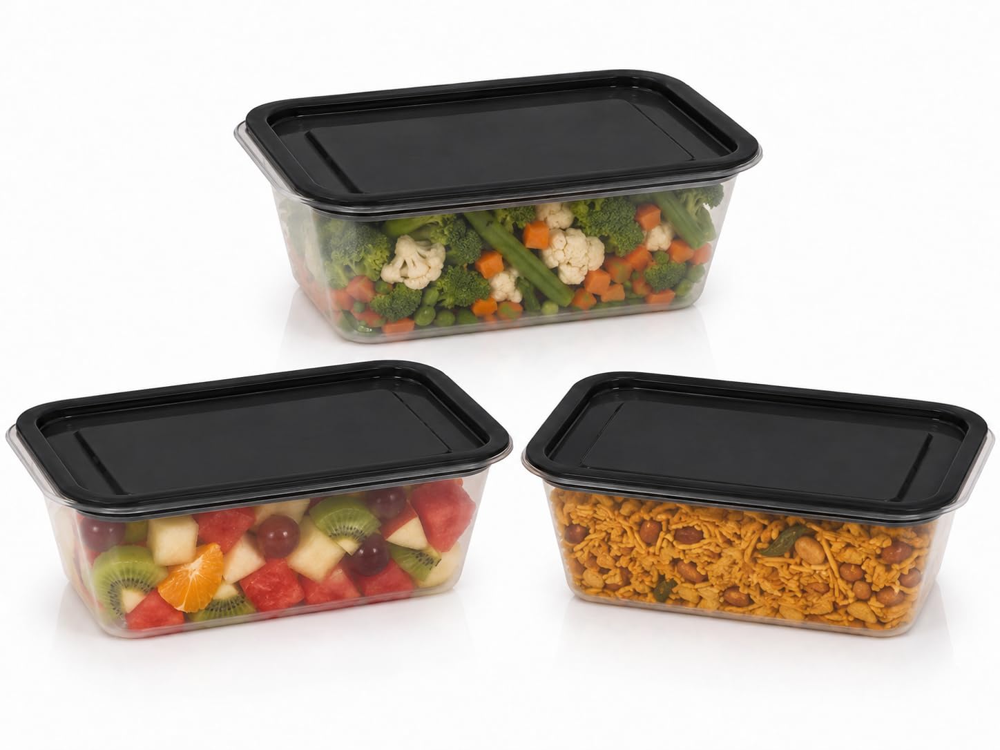 Updesh Airtight Food Storage Containers Set Of 3 (1100Ml Each) | Bpa Free Food Grade Plastic | Refrigerator Safe | Stackable Kit