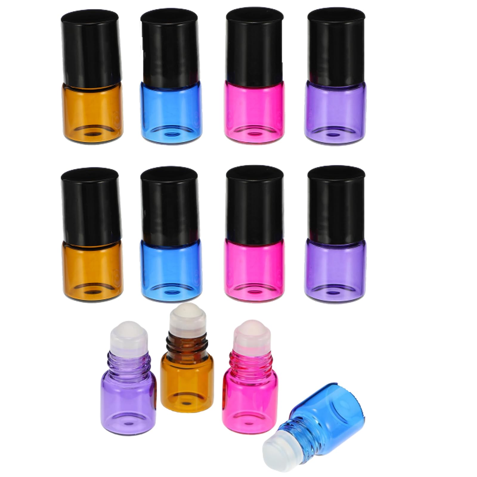 Beavorty 16 ml Roller Bottles Glass Roller Bottle Container for Essential Oil Aromatherapy Perfume Refillable Roll on Vials Trav
