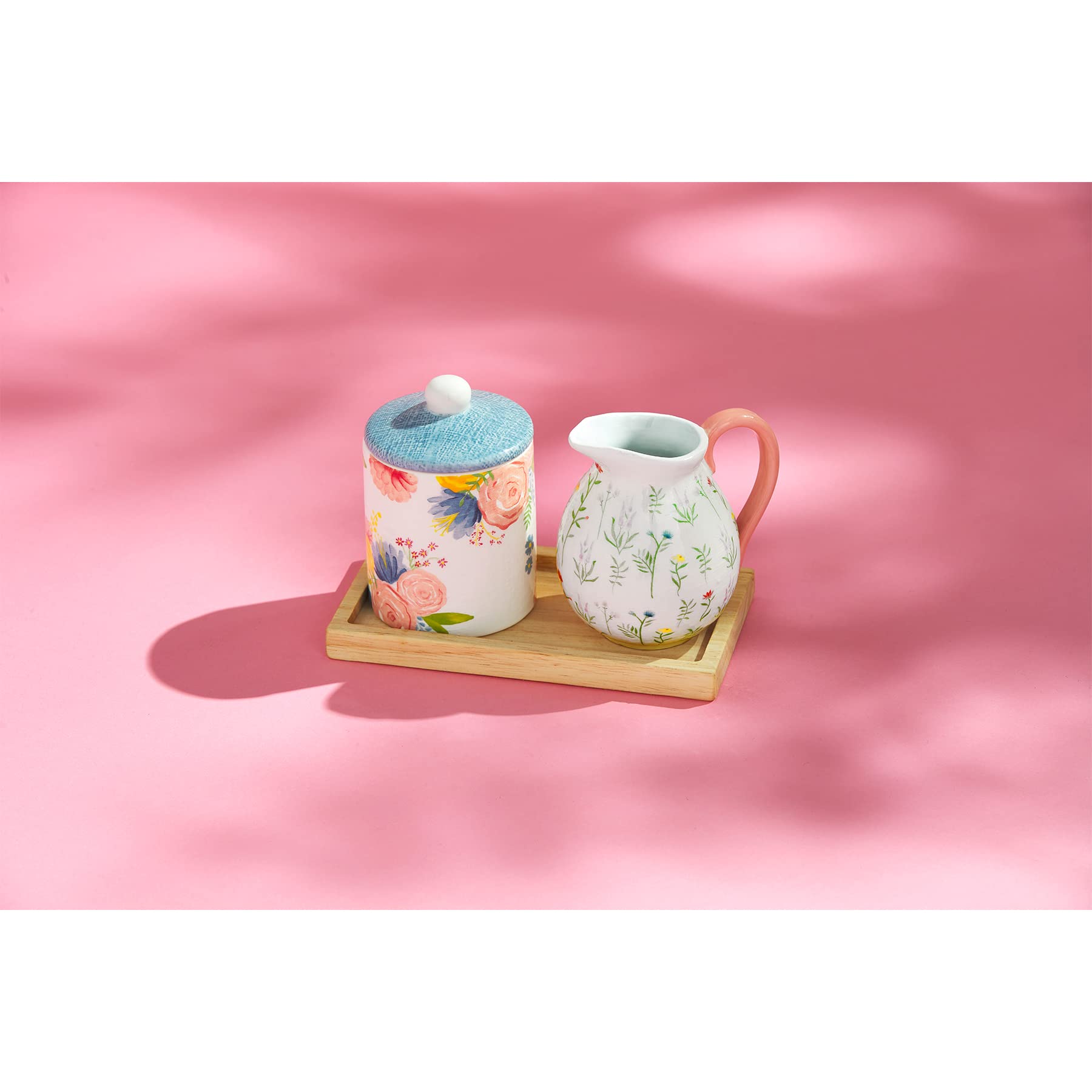 Mud Pie 47800016, Multi, Floral Cream And Sugar Set, Assembled 4'' X 7''