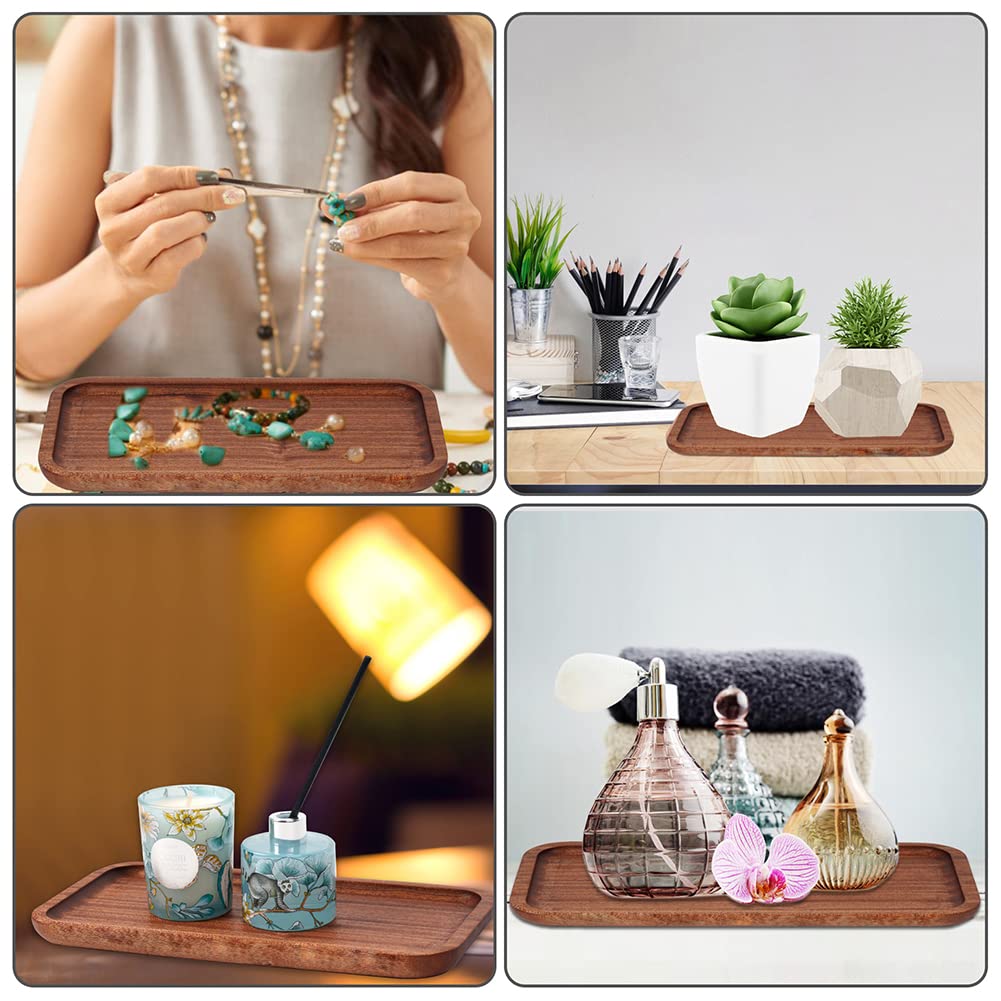 Wuboece 9.84In Wooden Vanity Tray, Bathroom Tray Countertop Organizer Tray For Candle Perfume Soap Dispenser Jewelry Keys