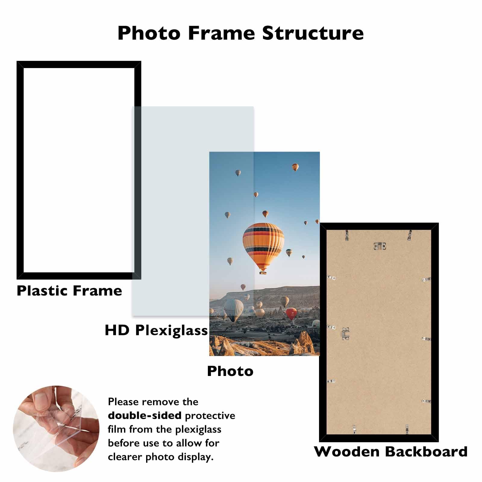 JCJMY 9x16 Picture Frame Black for Wall Hanging, Wall Mounting Horizontally or Vertically, 9 x 16 Wall Gallery Poster Photo Fram