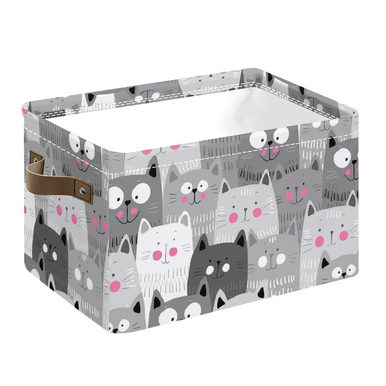 Storage Basket Gift Baskets With Handles Foldable Decorative Canvas Storage Bin For Living Room Shelves Office Clothes,14X10X8 I