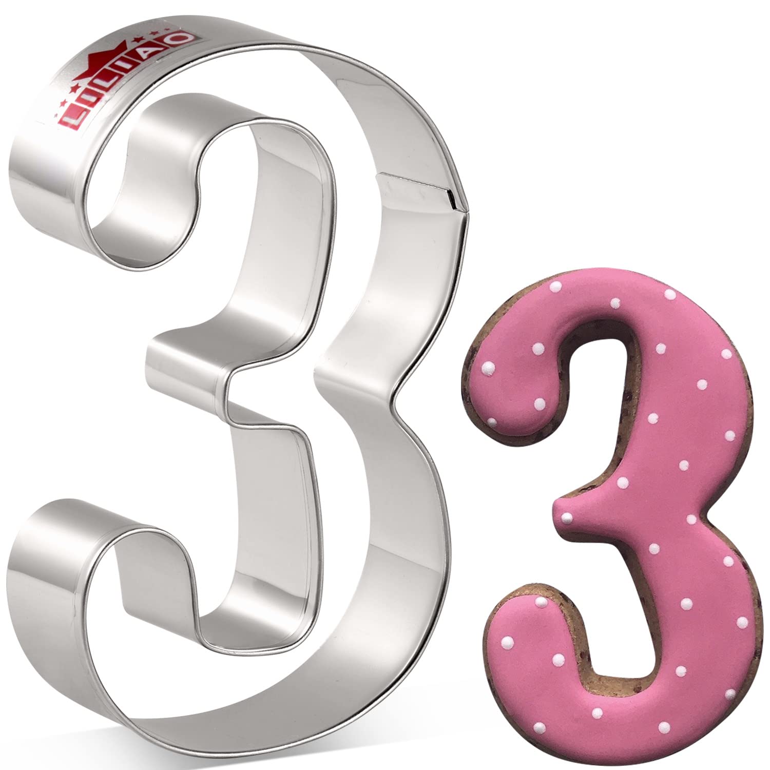 Liliao Number 3 Cookie Fondant Biscuit Cutter For Birthday/Anniversary/Special Day - 2.4 X 4 Inches - Stainless Steel