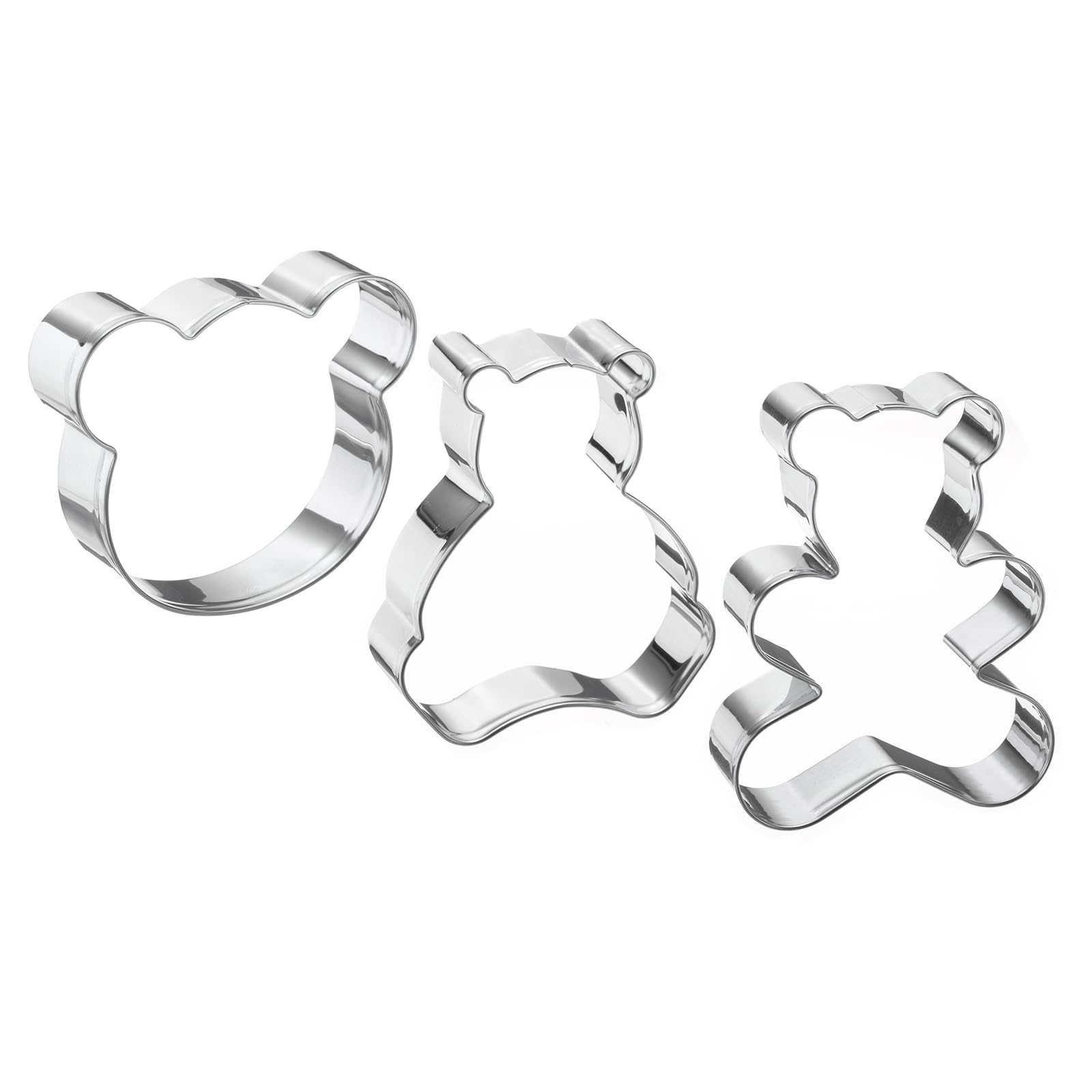 uxcell 3pcs Bear Cookie Cutter Set, Stainless Steel Bear Face Cookie Cutters Fondant Biscuit Cutters for Cake Decoration Birthda