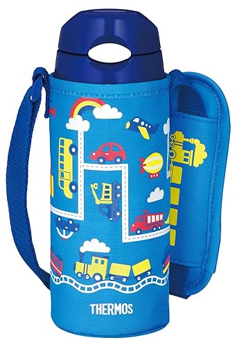 Thermos FHL-402F BL-N Water Bottle  Vacuum Insulated Straw Bottle  13.5 fl oz (400 ml)  Blue Navy  Cold Insulating Only