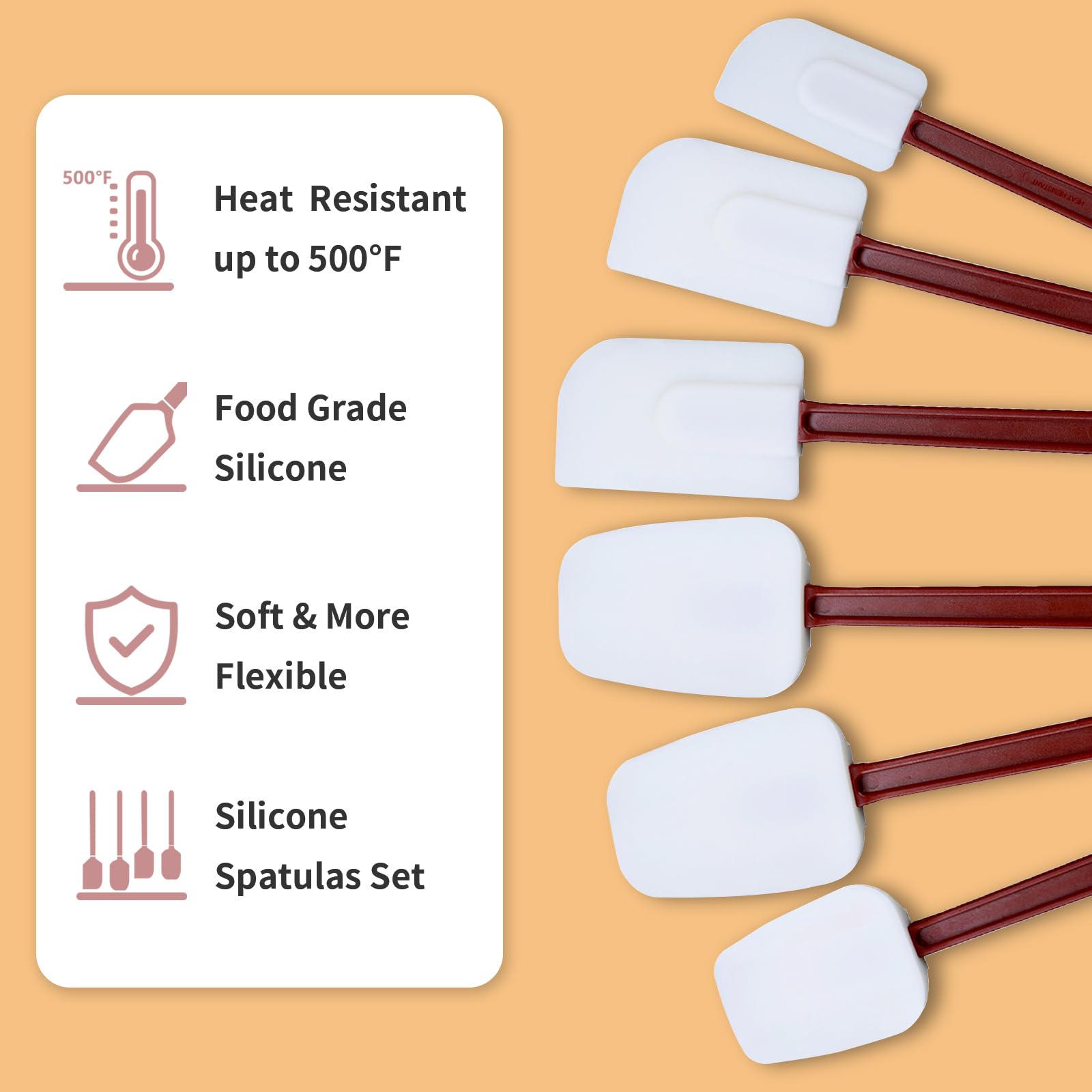Ksifjrto Silicone Spatulas Heat Resistant.Commercial Spatula For Cooking.Heavy Duty Rubber Spatulas.Silicone Spatula Set Of 2 (1