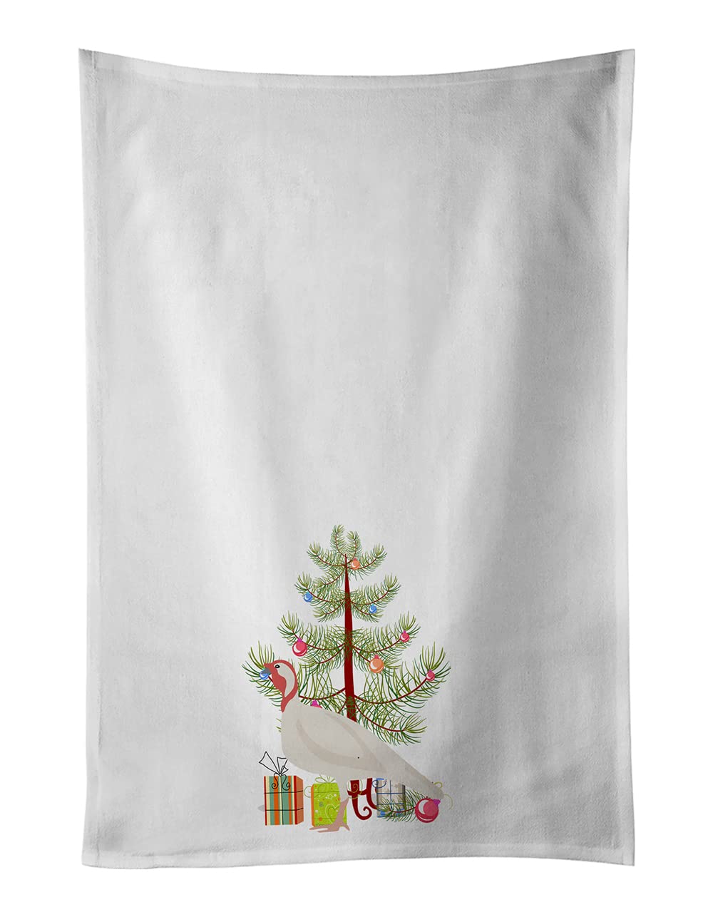 Beltsville Small White Turkey Hen Christmas White Kitchen Towel Set of 2