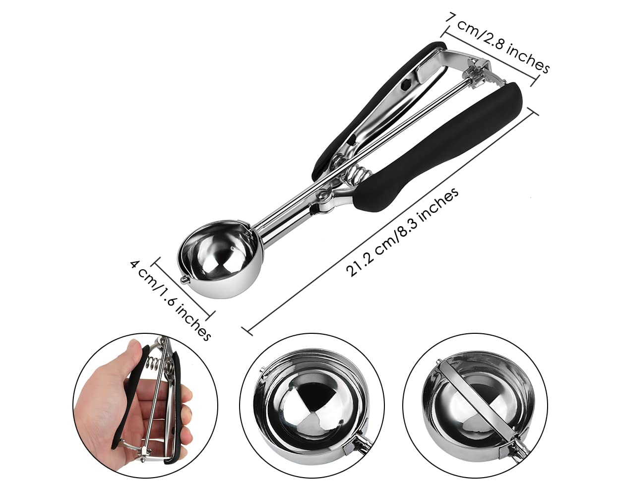 Ds. Distinctive Style Small Cookie Scoop #50-1.28 Tablespoon Scoop - Small Ice Cream Scoop, Made Of Food Grade 304 Stainless Ste