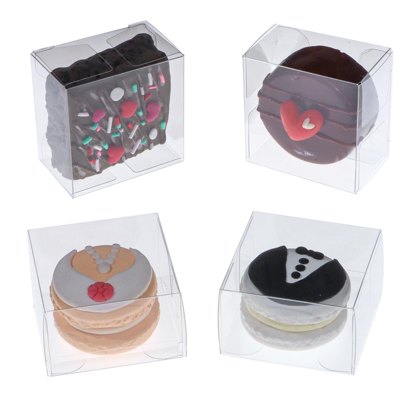 RomanticBaking 150 Pack 2.17x2.17x1.38 Inches Single Macaron Boxes Brownie Boxes Moon Cake Boxes Small candy boxes for wedding f