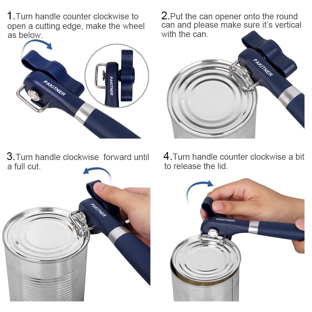 Pakitner-Cut Safe Can Opener, Manual Can Opener Smooth Edge-Handheld Side Cut Can Opener, Ergonomic Smooth Edge, Food Grade Stai