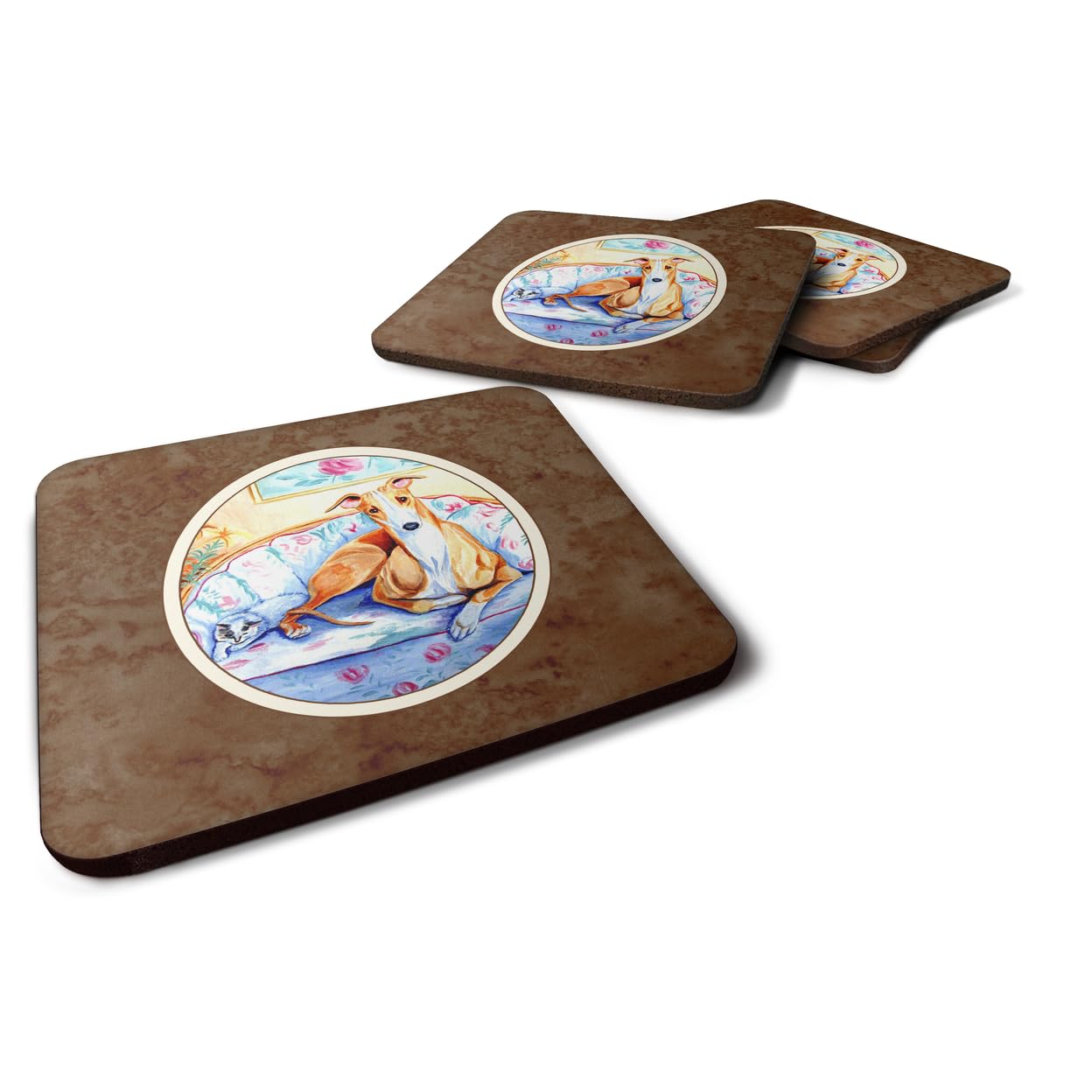 Carolines Treasures Whippet Waiting On You Foam Coasters (Set of 4), 3.5, Multicolor