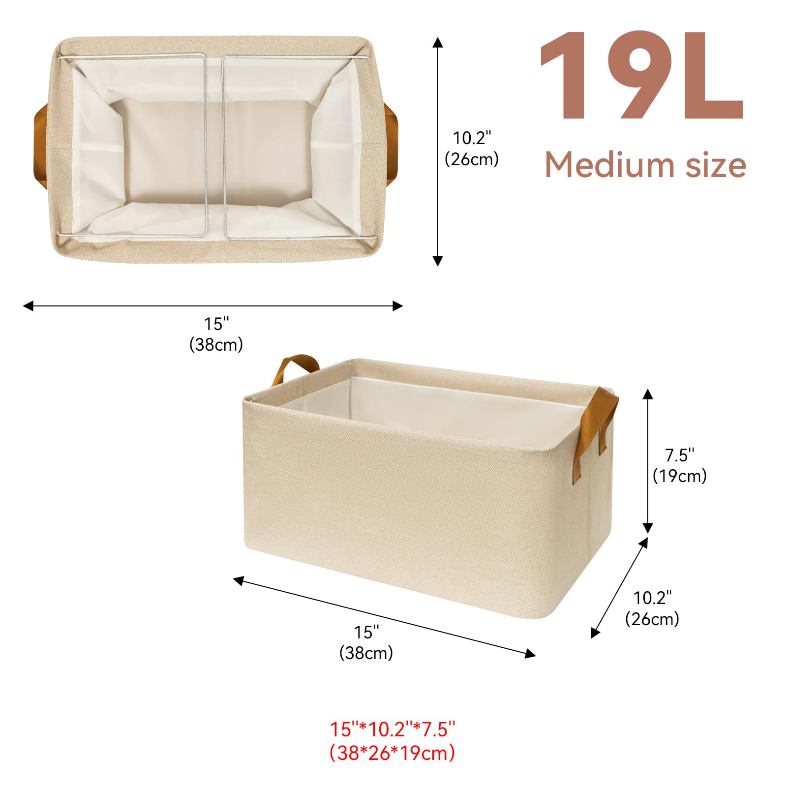 Closet Cloth Storage Bins For Shelves,4 Pack Storage Baskets For Shelves, Medium Linen Bins For Closet Organization With Handles