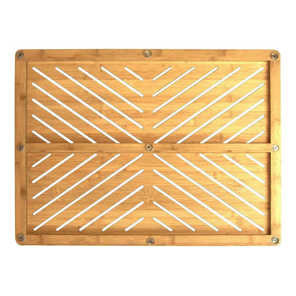 Oceanstar Bamboo Floor Non-Slip Rubber Feet Bath Mat, One Size, Natural, Fm1750Cnc