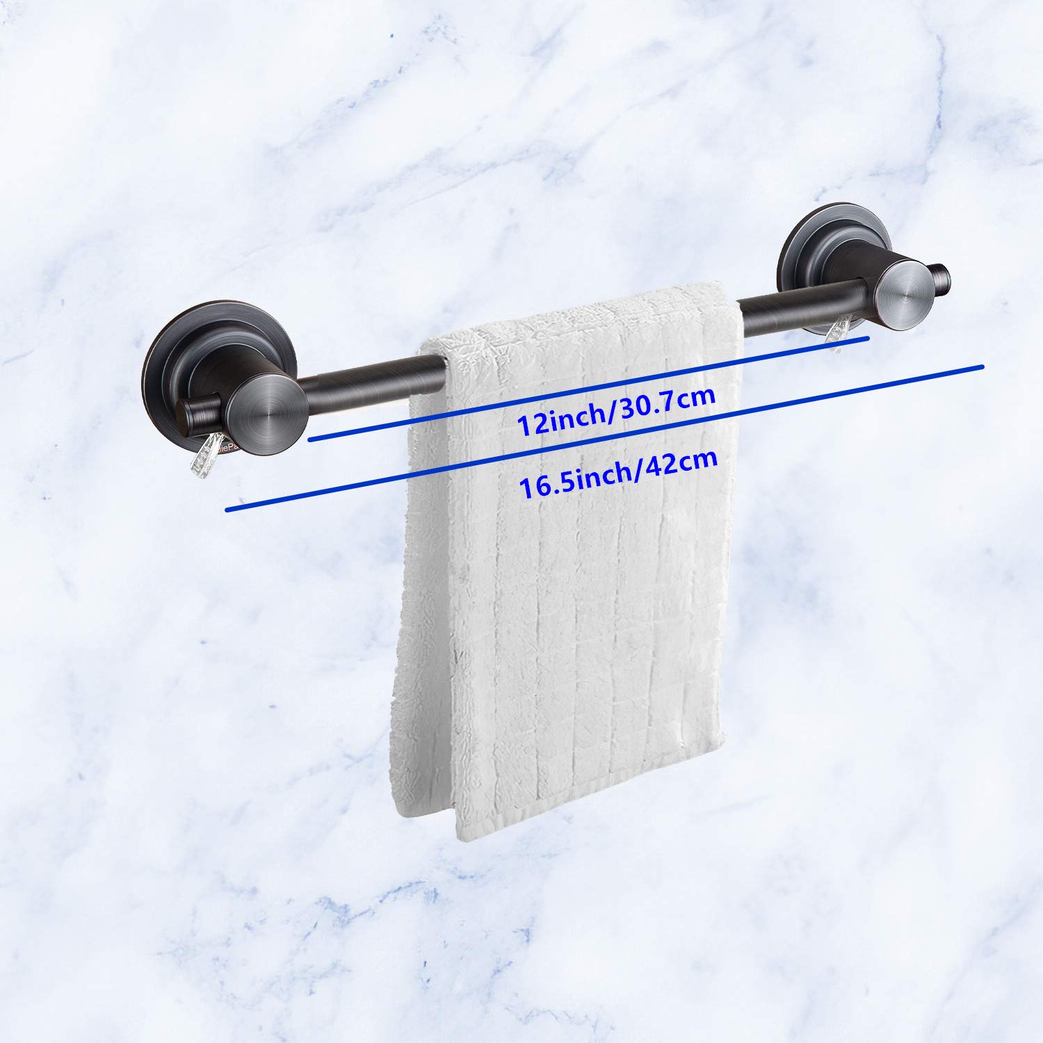 Jiepai 16 Inch Vacuum Suction Cup Towel Bar,Removeable Shower Mat Rod Shower Door Adhesive Towel Bar Suction Towel Rack (Oil Rub