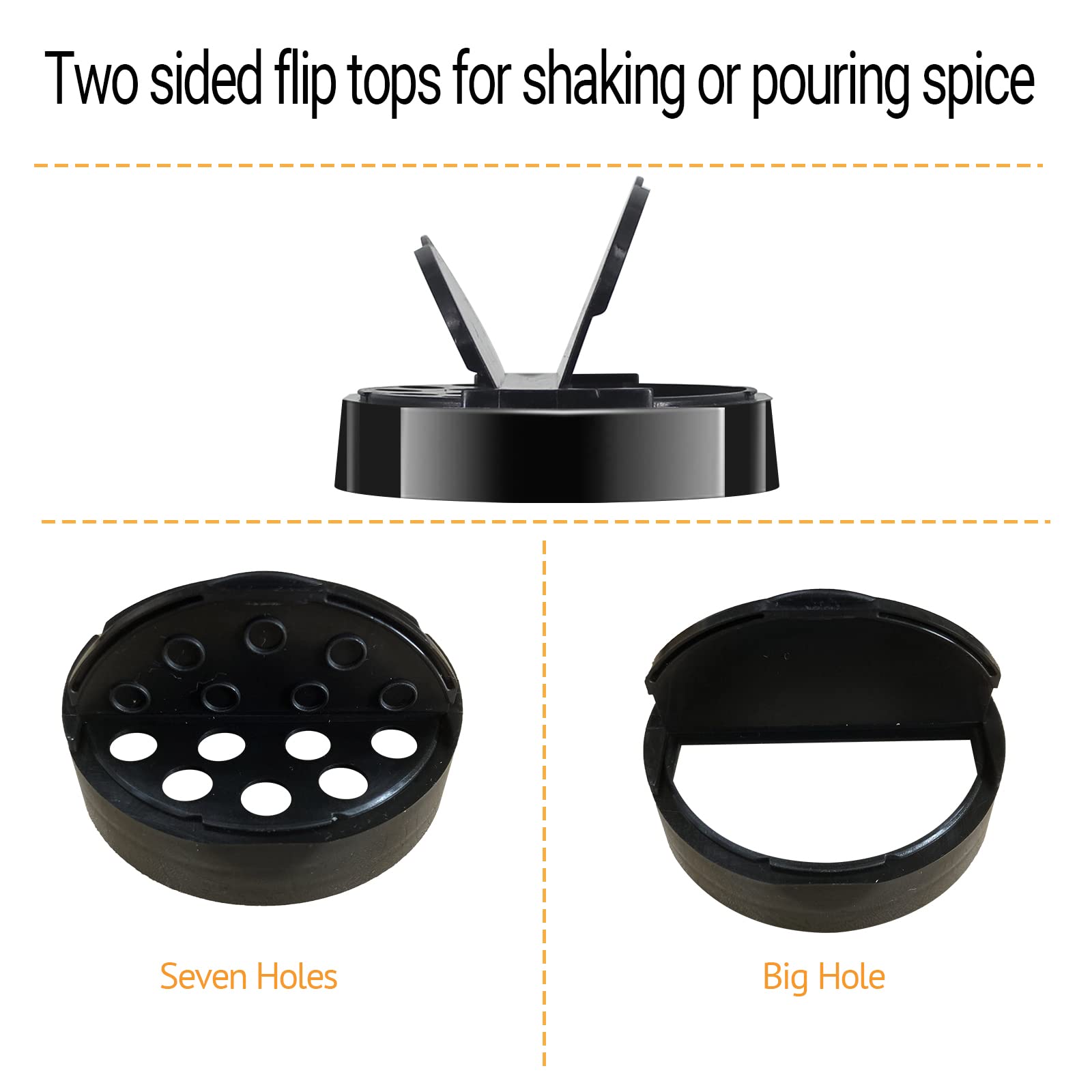 Bpfy 12 Pack 16 Oz Clear Plastic Spice Jars With Black Plastic Lids, Plastic Spice Bottles, Plastic Seasoning Containers With Ch