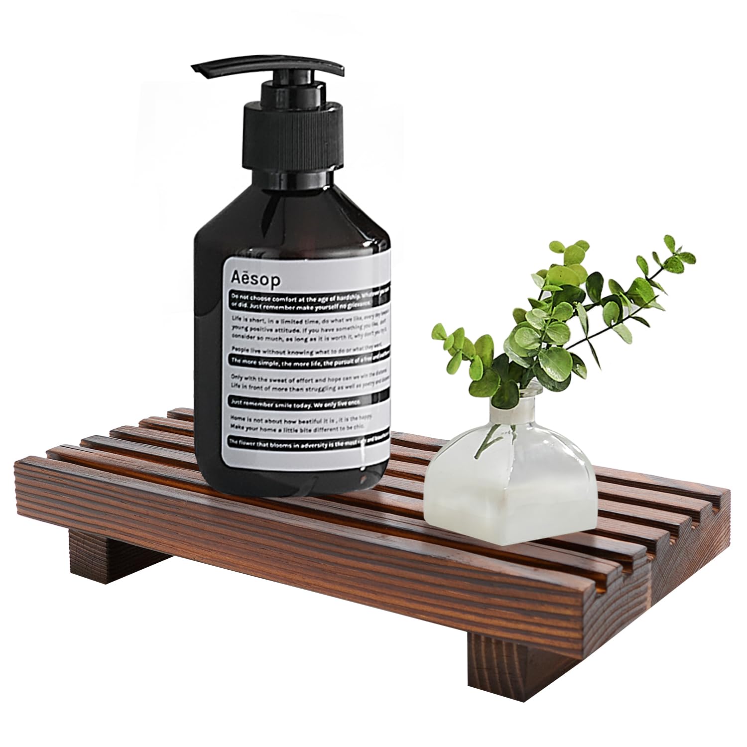 Small Kitchen Sink Soap Tray For Counter Dish Soap Dispenser Wooden Risers Stand For Bathroom Decor Farmhouse Wood Pedestal Kitc