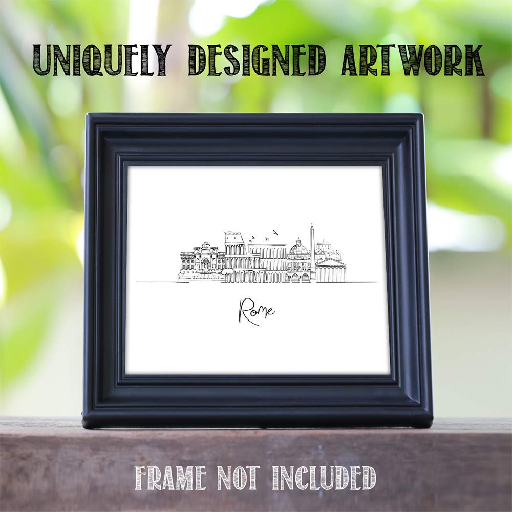 Rome, Italy Capital City Skyline Landscape - Europe Travel Adventures & Bucket List Vacation Cityscape Wall Art Decor - Unframed