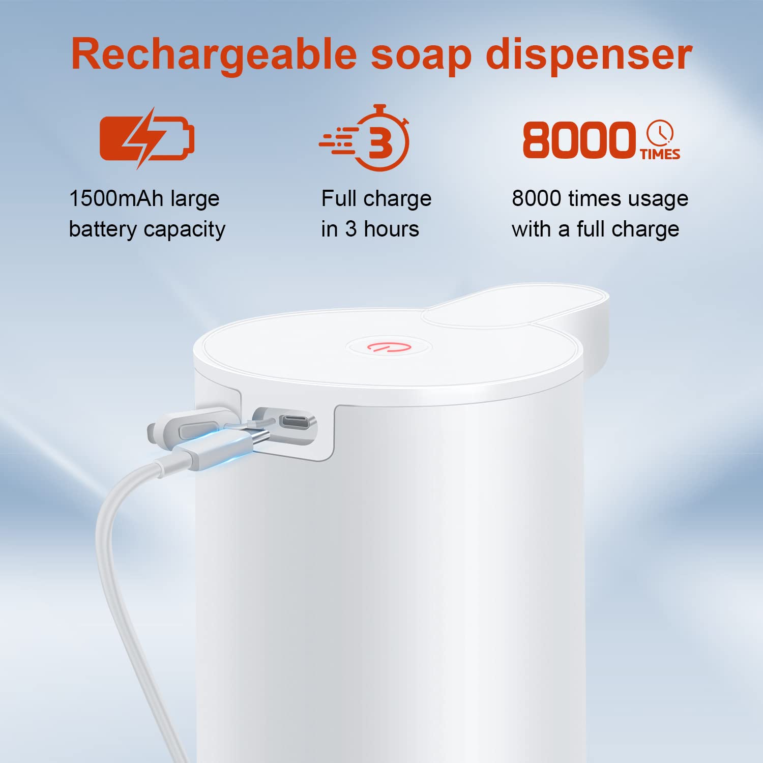 Automatic Foaming Soap Dispenser: LAOPAO Rechargeable Touchless Soap Dispenser Stainless Steel Foam Soap Dispenser for Bathroom Hand Soap Pump for Kitchen Xmas Gift  9oz  White
