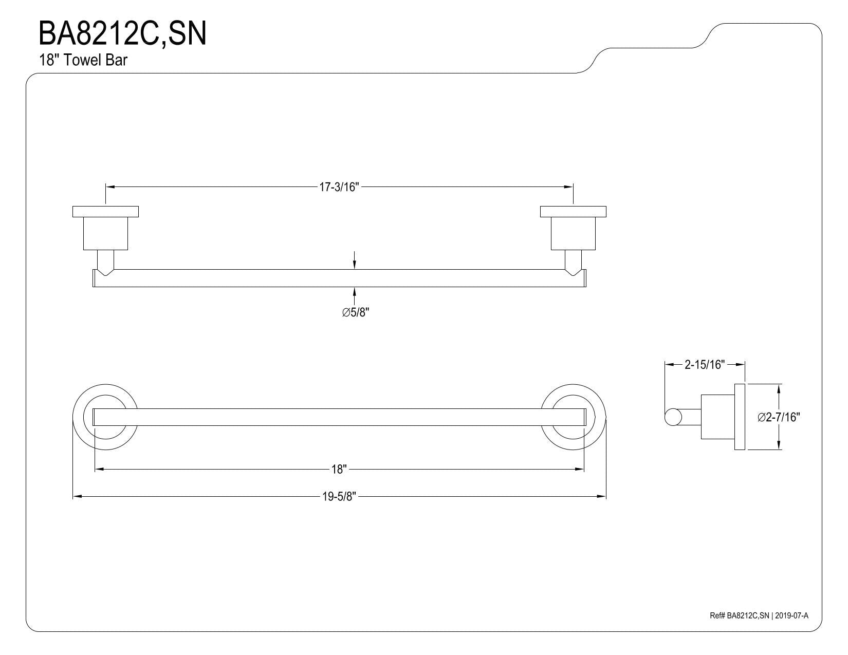 Kingston Brass BA8212C Concord 18'' Towel Bar  Polished Chrome