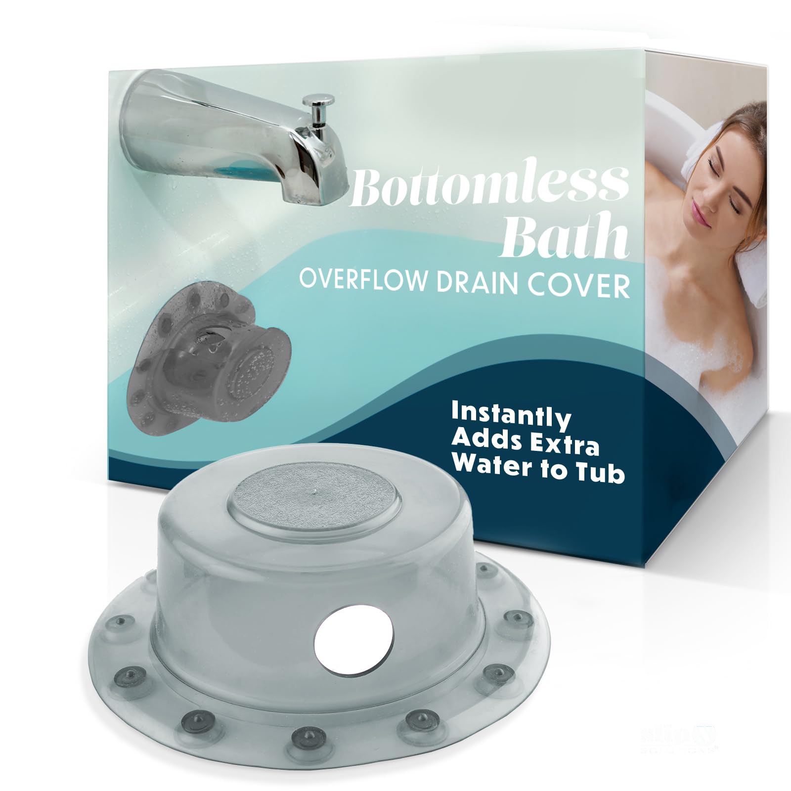 SlipX Solutions Bottomless Bath Overflow Drain Cover for Tub  Adds Inches of Water to Bathtub for a Warmer Deeper Bath  Spa Accessories  Drain Block  Water Stopper Plug (4 inch Inner Diameter  Gray)