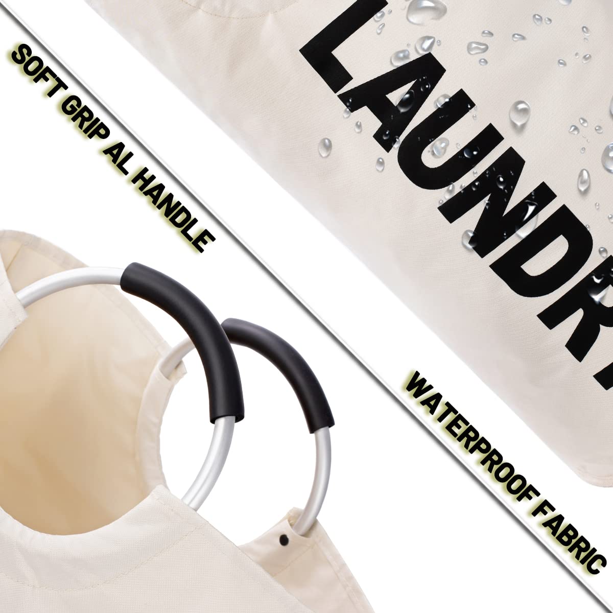 Twira 100L Large Laundry Basket, Laundry Hamper Stands Up Well, Laundry Bag With Padded Handles, Waterproof Clothes Bin Collapsi