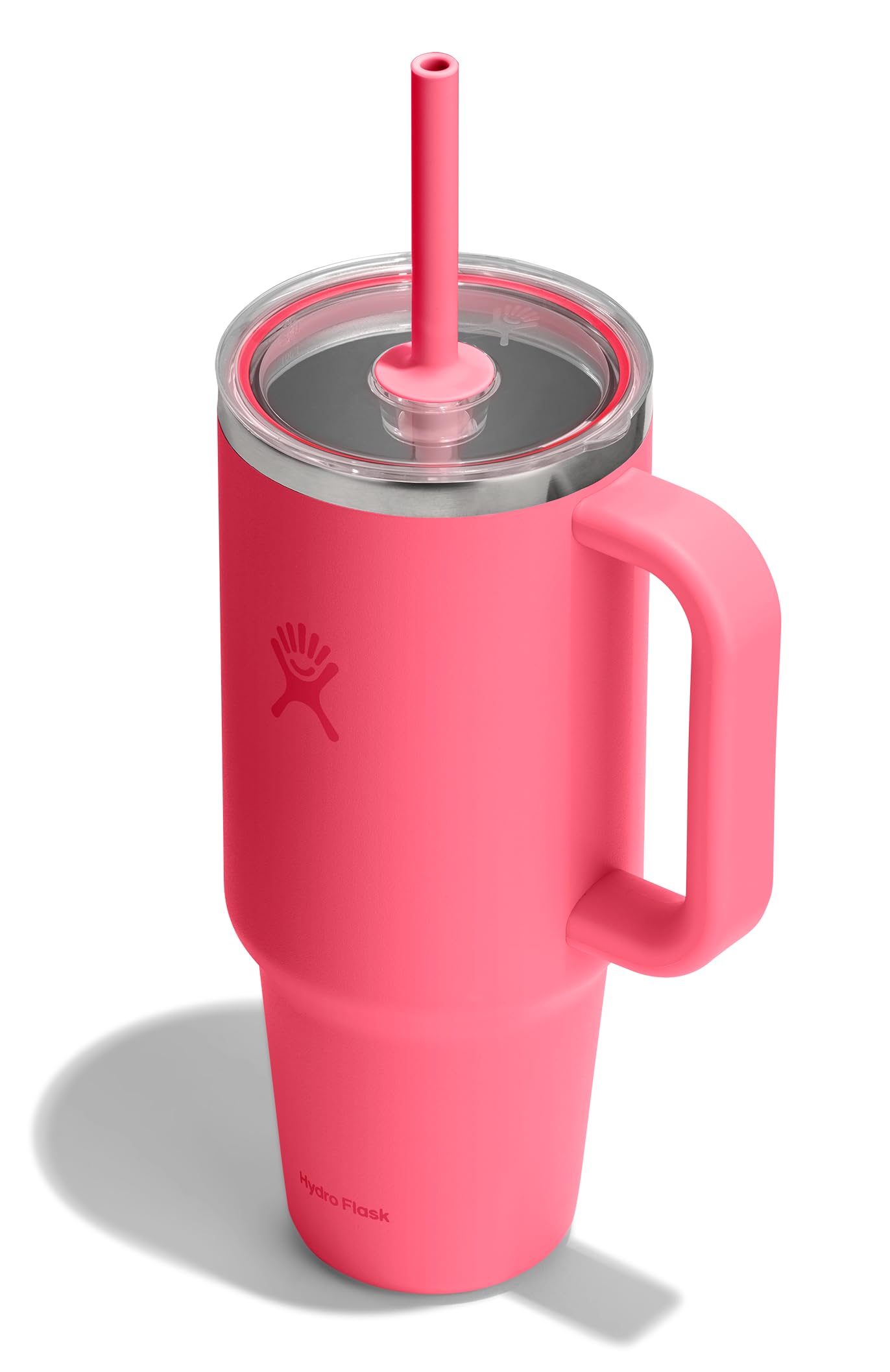 Hydro Flask 40 Oz Clear Lid Travel Tumbler with Straw and Handle - Insulated Stainless Steel in 40 Oz Popstar Pink