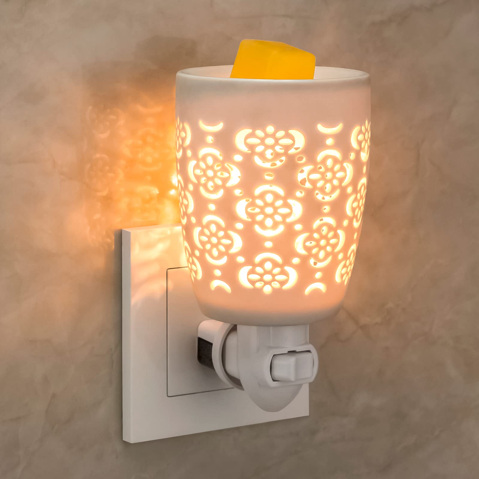 STAR MOON Ceramic Pluggable Wax Melt Warmer, Diffuser for Fragrance Oil, Candle Melter Plug in Wall for Home, Office and Spa, Id