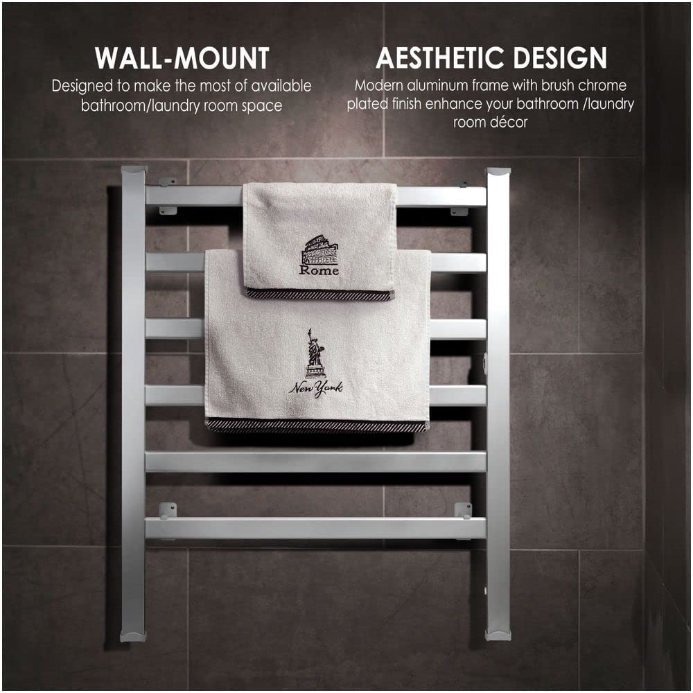 Innoka 2-In-1 Multifunction Heated Towel Warmer, Fabrics Dryer For Household, Bathroom, Brushed Aluminum Structure With Chrome P