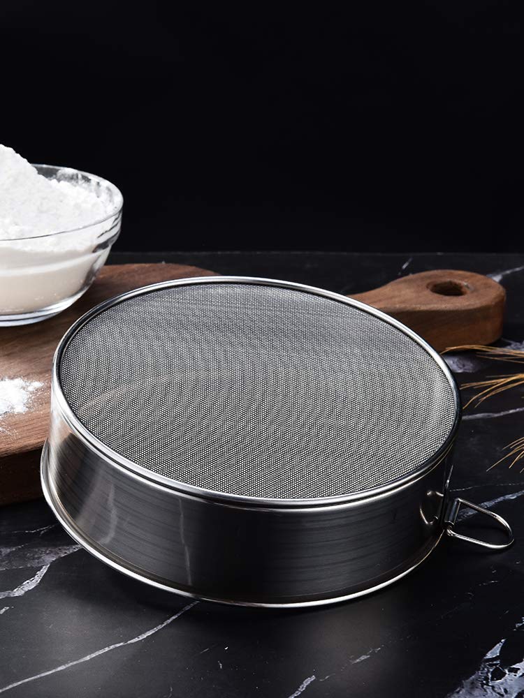 Falytemow Flour Sifter Round Flour Sieve Strainer With 40 Mesh Premium Rustproof Stainless Steel Fine Mesh For Baking 7.87Inch X