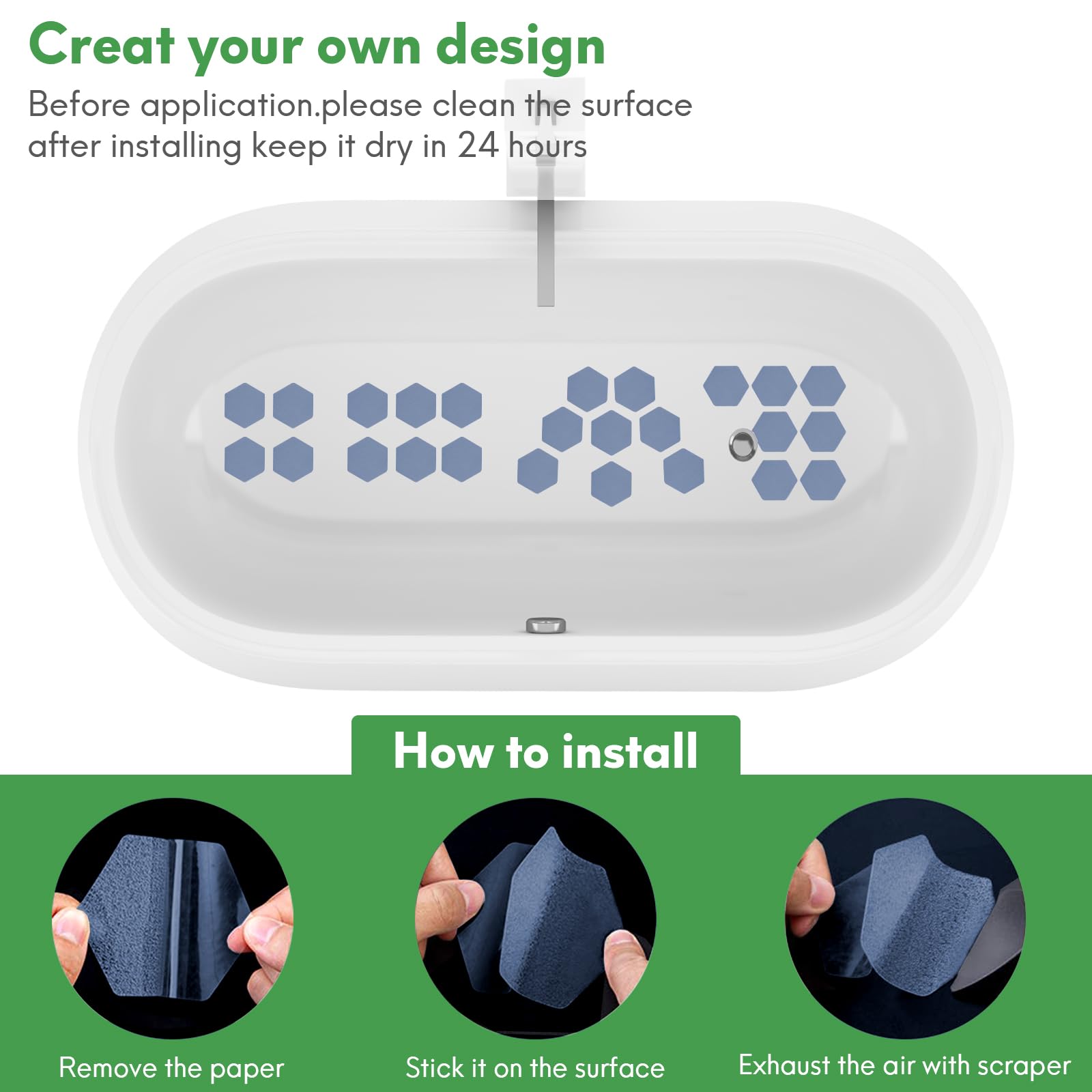 36 Pcs Non Slip Bathtub Stickers, Anti Slip Shower Stickers With Premium Scraper, Shower Floor Non Slip Stickers For Bath Tub, S