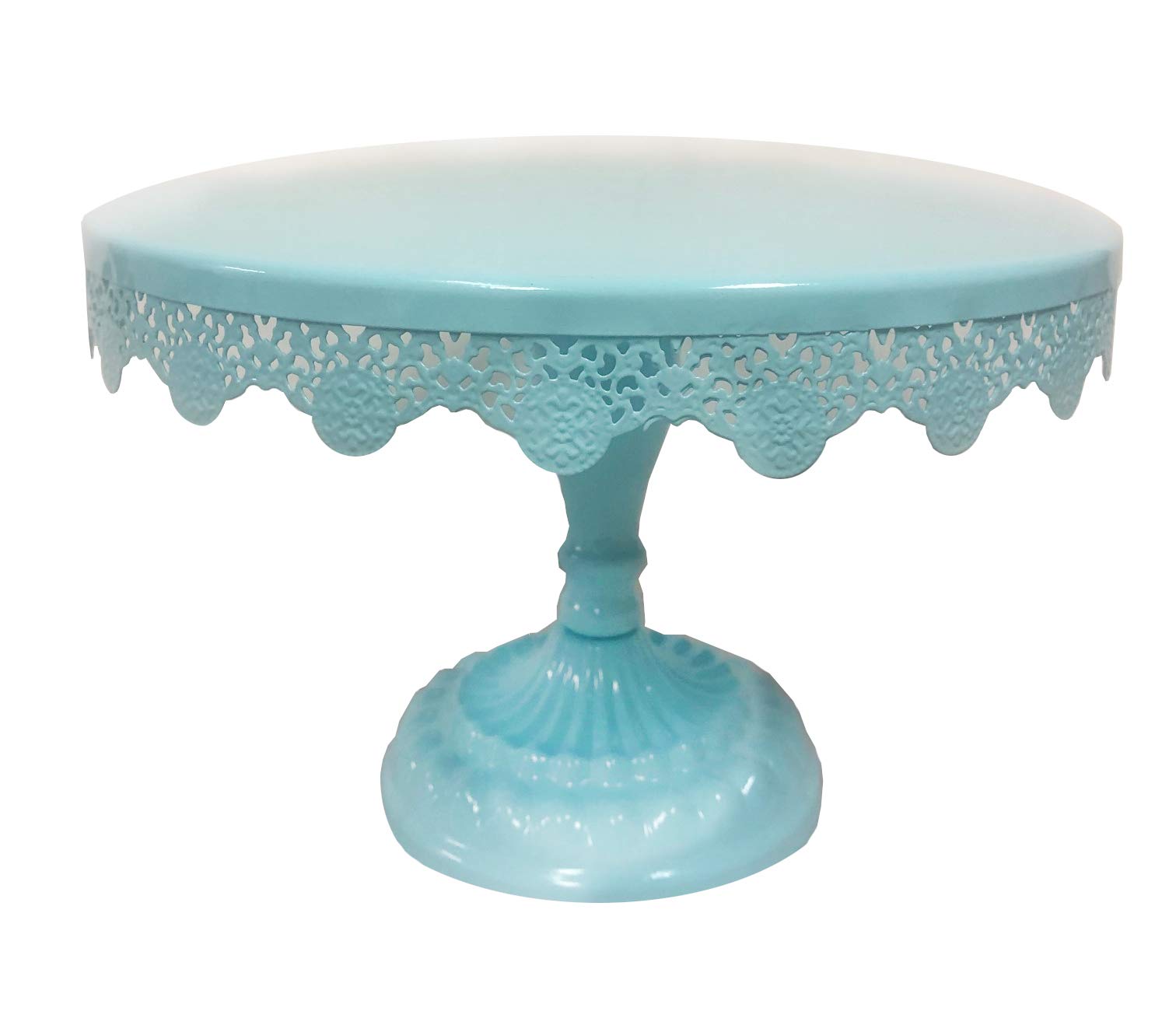 10 Inch Metal Cake Stand Round Cupcake Stands Metal Dessert Display (Aqua Blue)