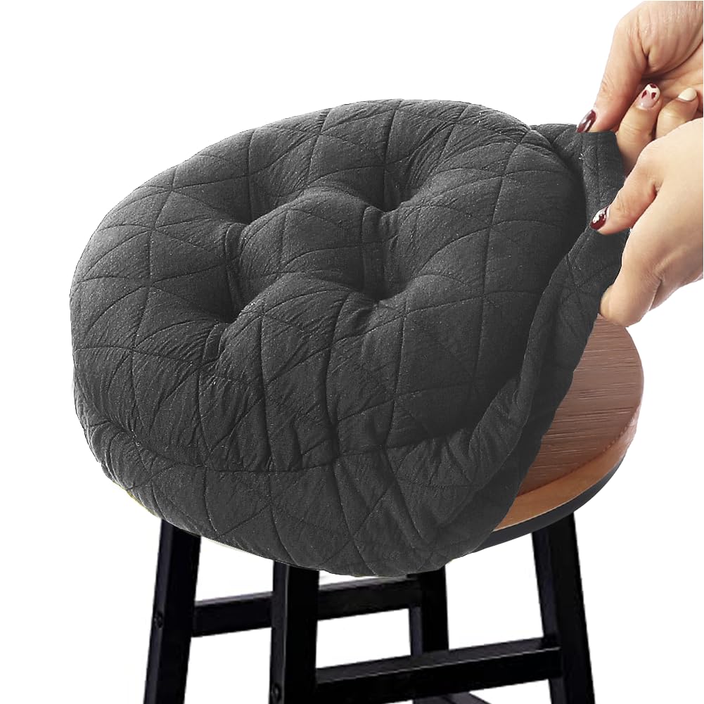 Buyue Seat Cushion For Round Bar Stool, Dia.13 Luxury Fashion Jacquard With Anti-Skid Silicone Bar Stool Cushion Padded (Dark Gr