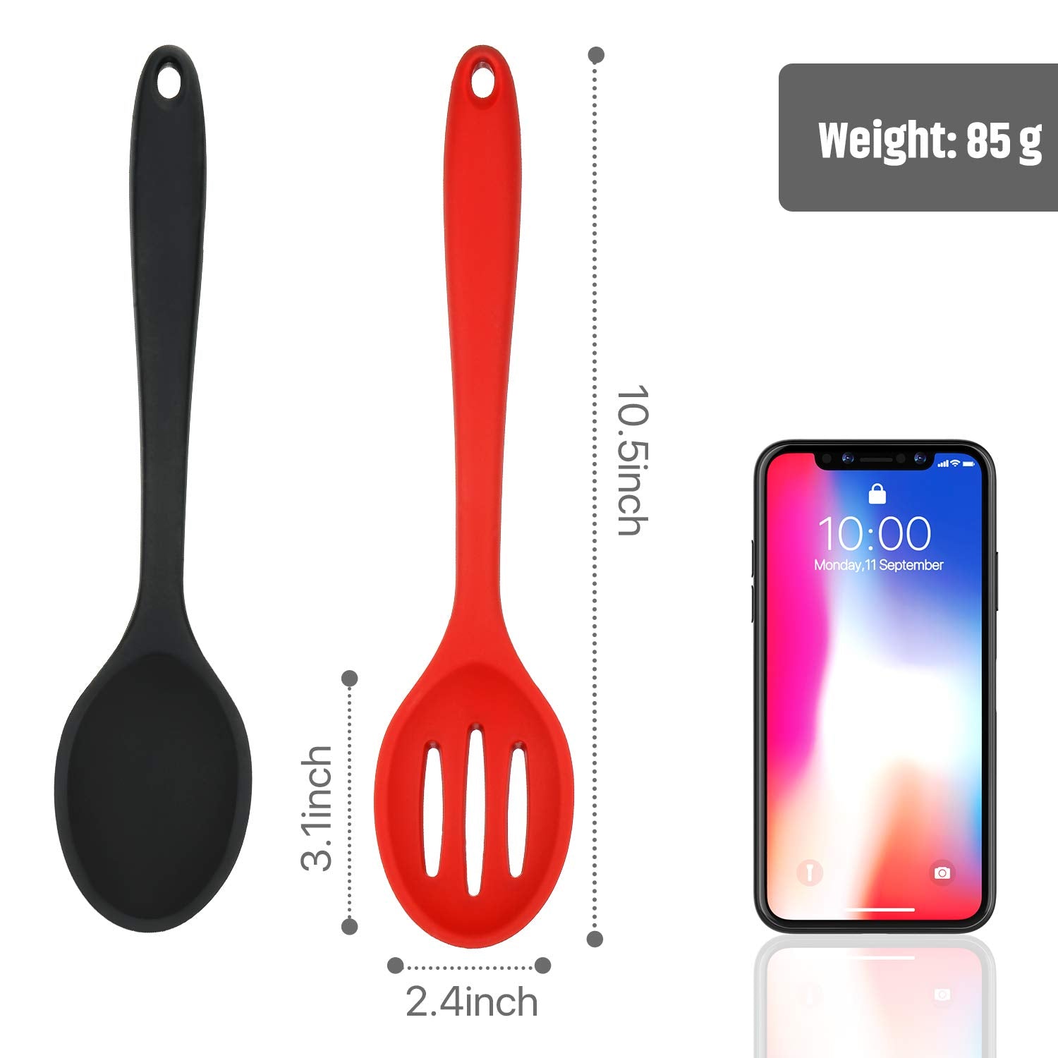 Boao 4 Pcs Silicone Cooking Spoons Set Serving Silicone Nonstick Slotted Large Heat Resistant Spoons For Kitchen Cooking Mixing