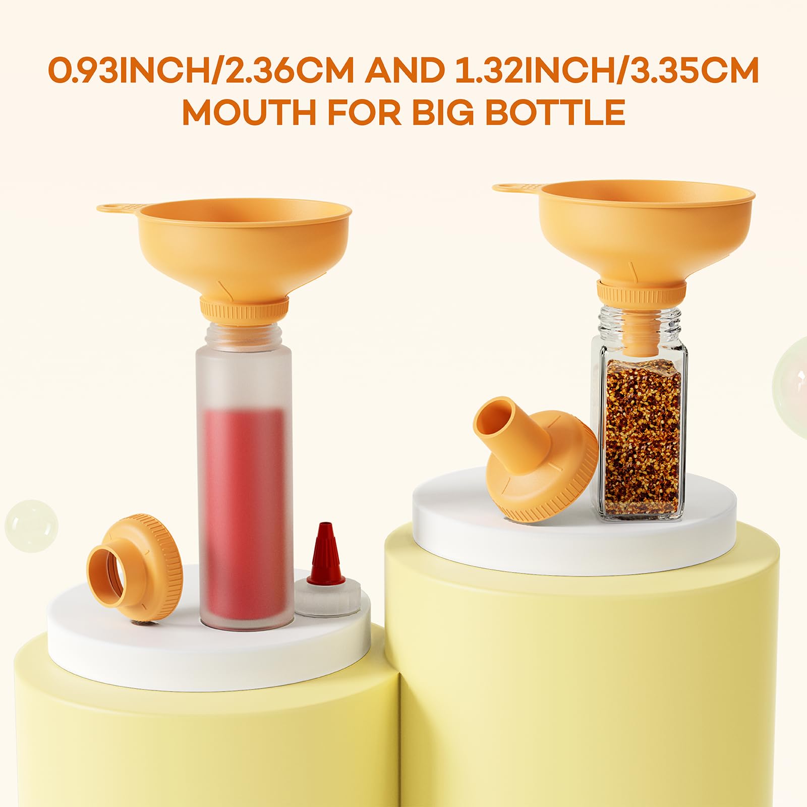 Pisol Wide Mouth Versatile Funnel, Canning Funnels For Kitchen Use, Food Grade Plastic Cooking Funnel Set With 4 Size Spouts And