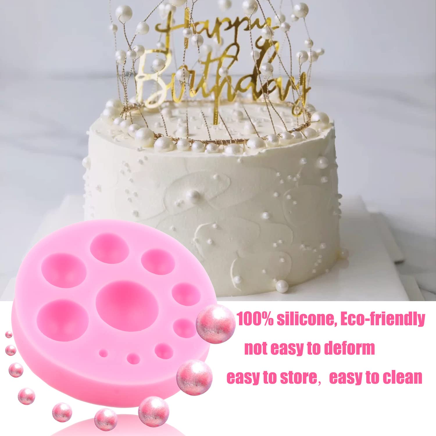 Zixiang Diy 3D Pearl Fondant Mold Ball Pearl Semi Sphere Chocolate Silicone Molds Cake Decorating Sugar Lollipop Mold For Cupcak