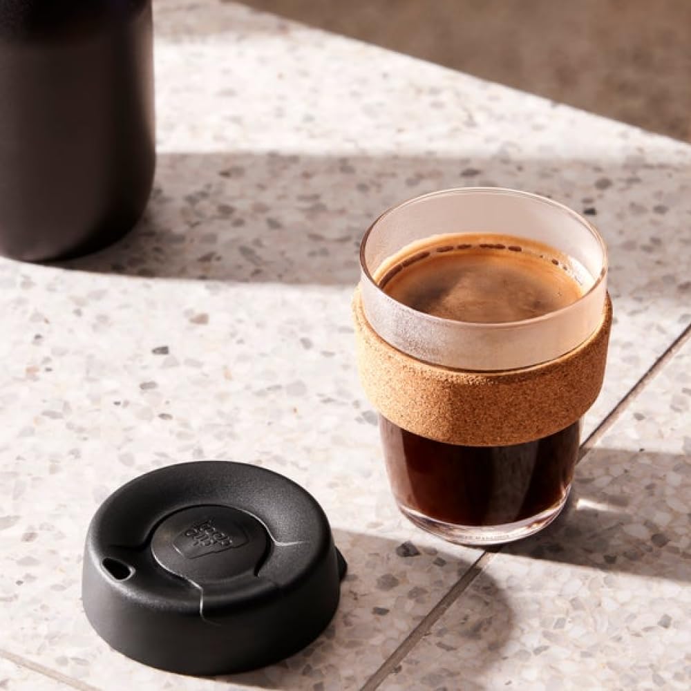 Keepcup Reusable Tempered Glass Coffee Cup  Travel Mug With Spill Proof Lid, Brew Cork Band, Lightweight, Bpa Free  Medium  12Oz