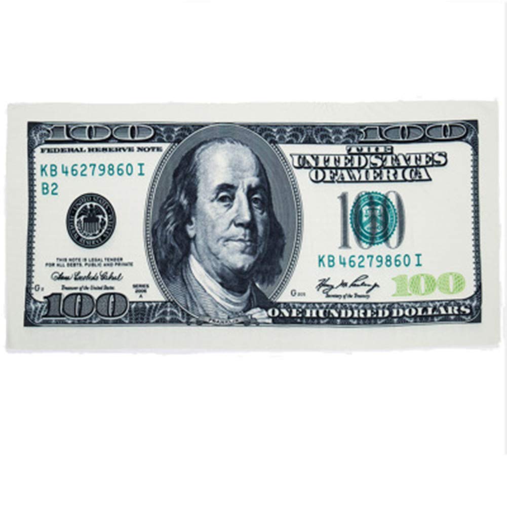 100 Dollar Bills Beach Towel For Adults | Kids, Aimilaly Large Beach Towels For Beach Swimming Pool Sunbathing, Plush Fabric(28X