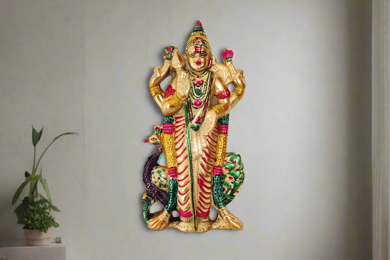 Puja Celebrations Malaysia Murugan | Wall Hanging | Home Decor | Return Gift | Size: Height : 9.5 Inches Breadth : 4.5 Inches Ma