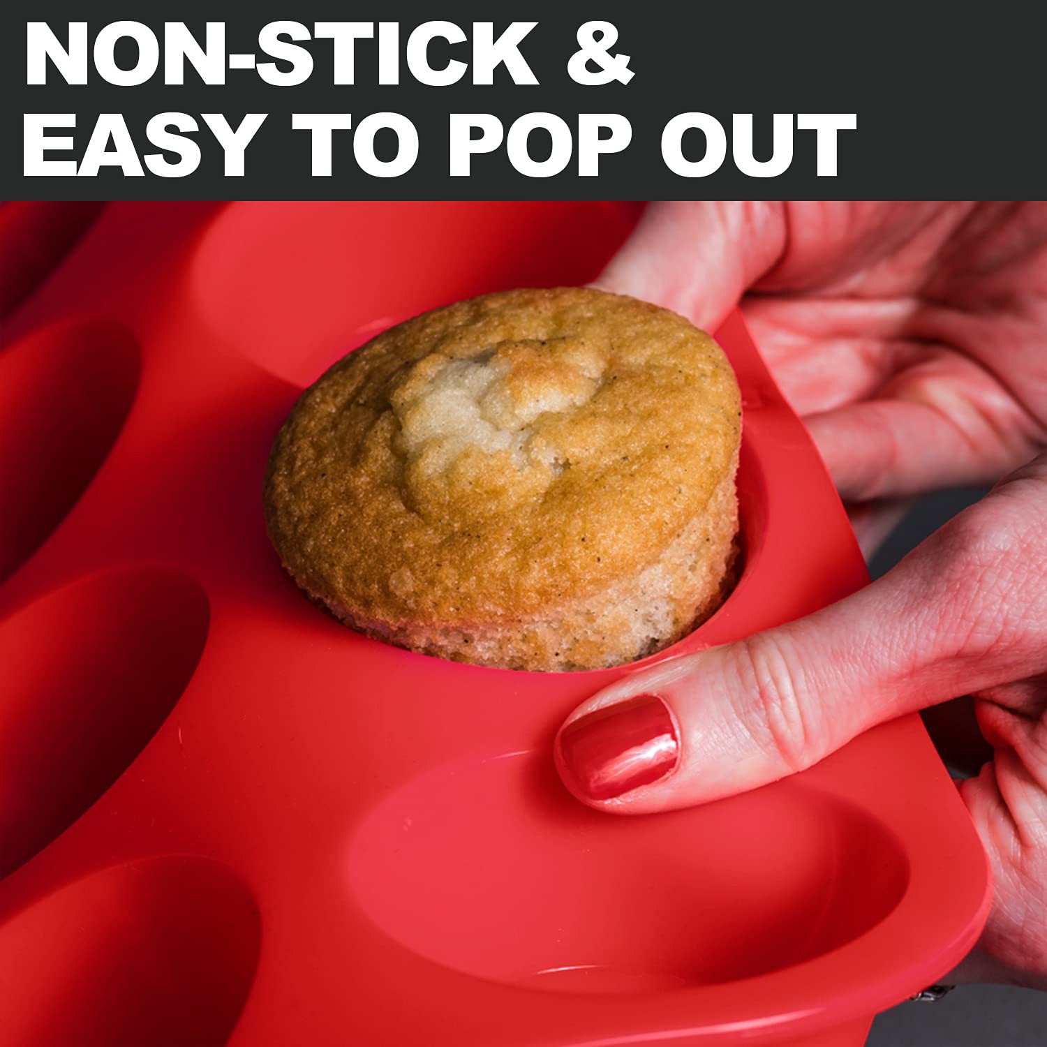 Anaeat Silicone Muffin Pan - Mini 24 Cups Cupcake Tray, Non-Stick Silicone Baking Molds For Making Muffin Cakes, Cupcake, Chocol