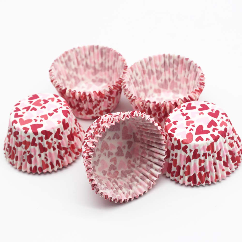 Binaryabc Red Heart Cupcake Liners Baking Cups,Valentine'S Day Cake Decorations Party Supplies,100Pcs